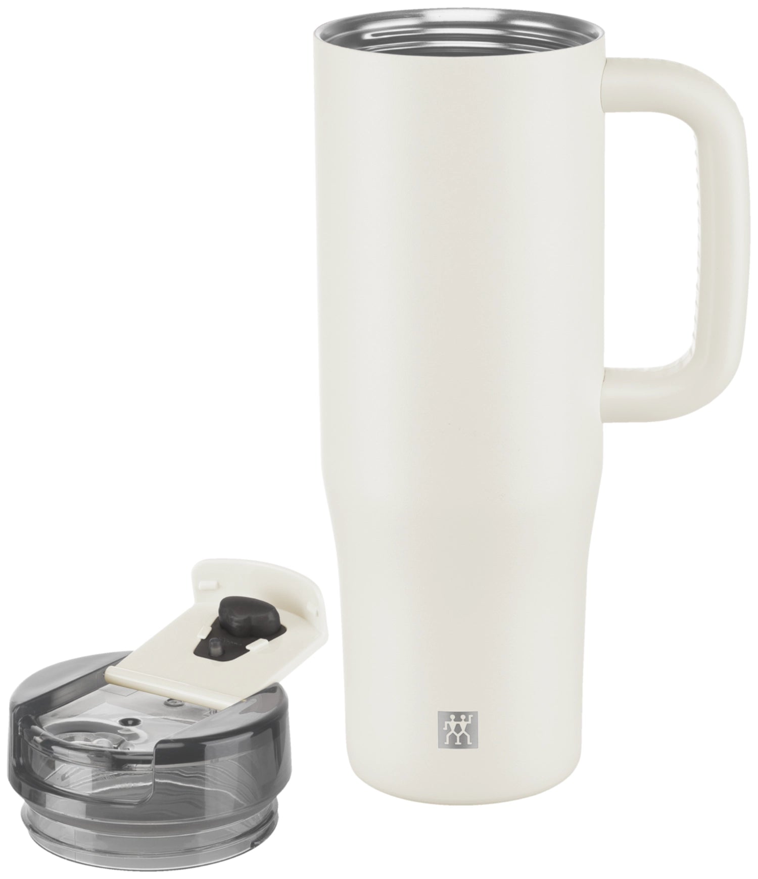 Stylischer Thermobecher in sanftem Creme, ausgestattet mit einem praktischen Strohhalm. Ideal für Getränke jeder Temperatur, perfekt für unterwegs.