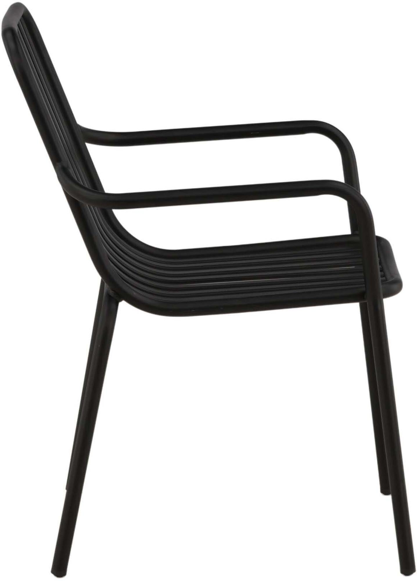 Der Peking Gartenstuhl von Venture Home vereint stilvolle Armlehnen und robustes Material für gemütliche Momente im Garten oder auf der Terrasse.
