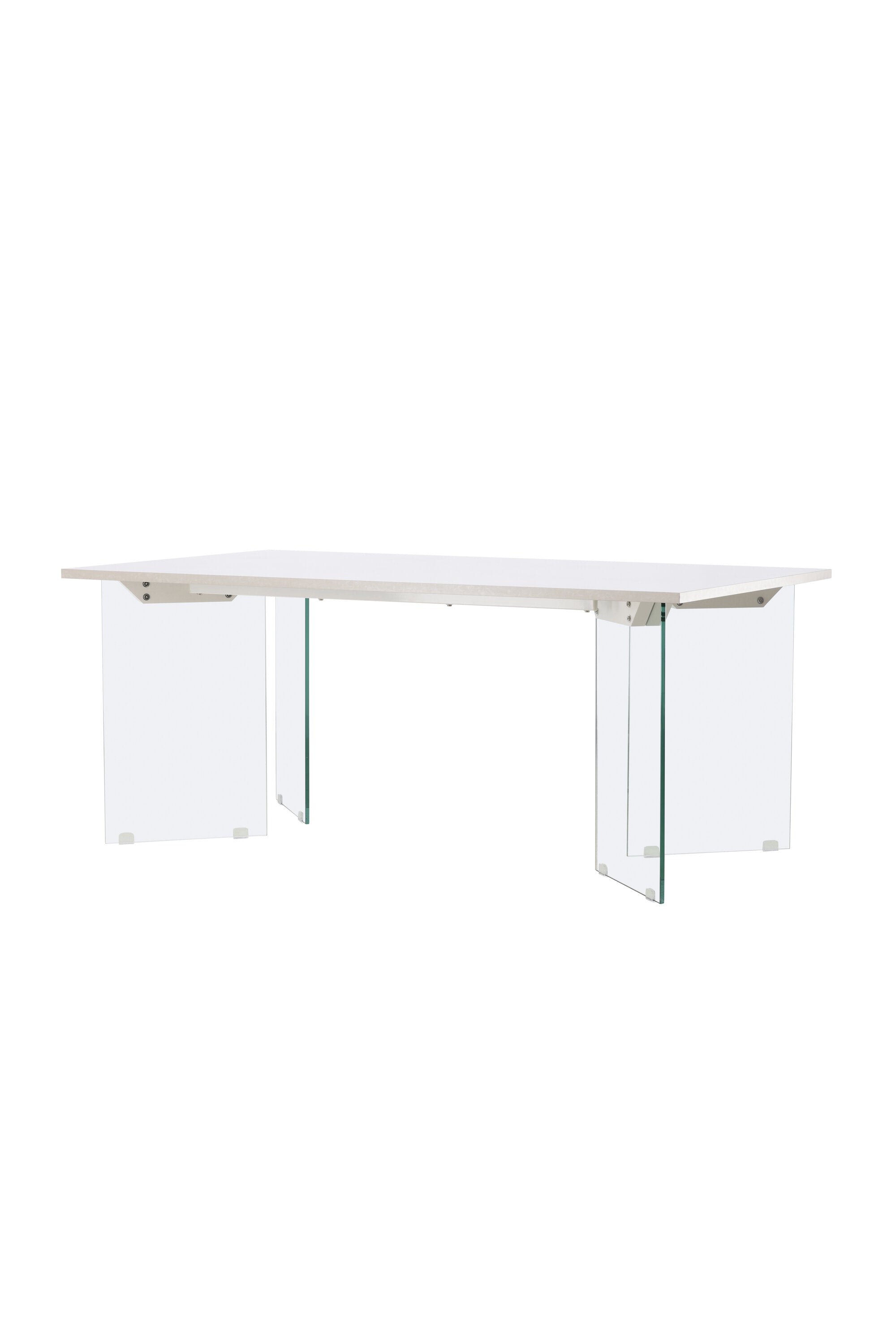 Moderner Ester Esstisch: Robustes MDF mit stilvollem Glasdesign.