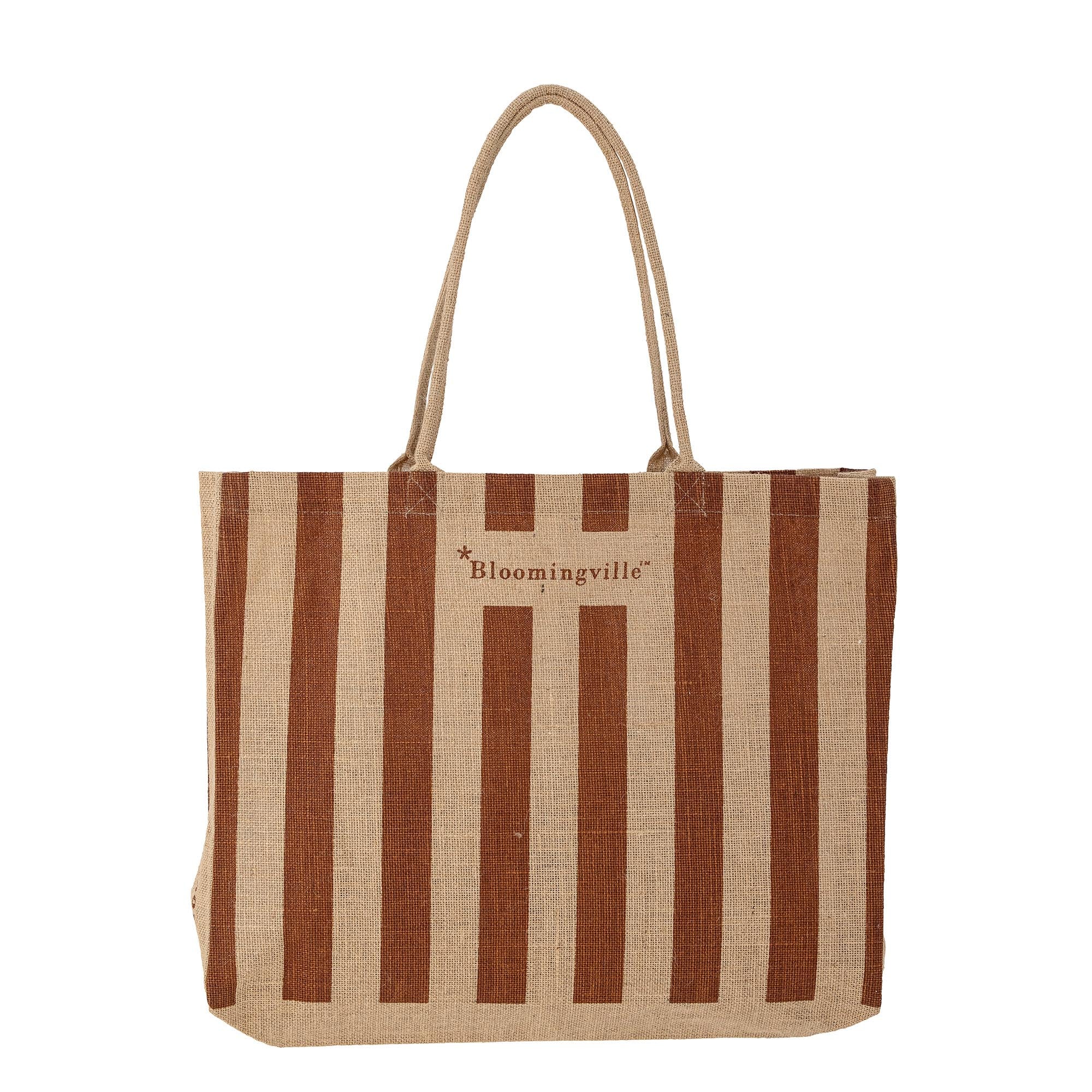 Stilvolle, robuste Jute-Einkaufstasche in Braun von Bloomingville. Nachhaltig, geräumig, ideal für Einkäufe und Freizeit.