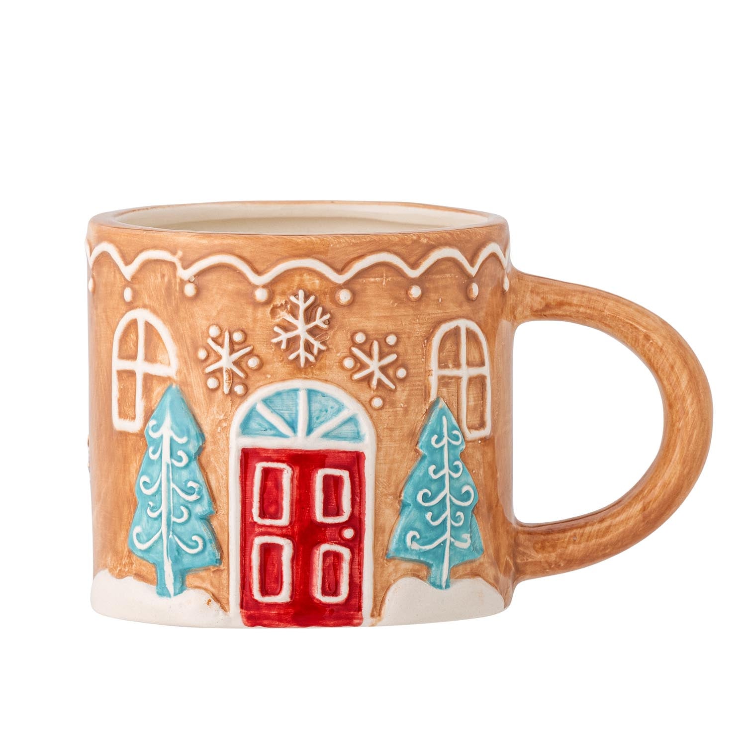 Rustikaler Ginnie Becher aus braunem Steingut von Bloomingville, perfekt für entspannte Momente mit Kaffee oder Tee.