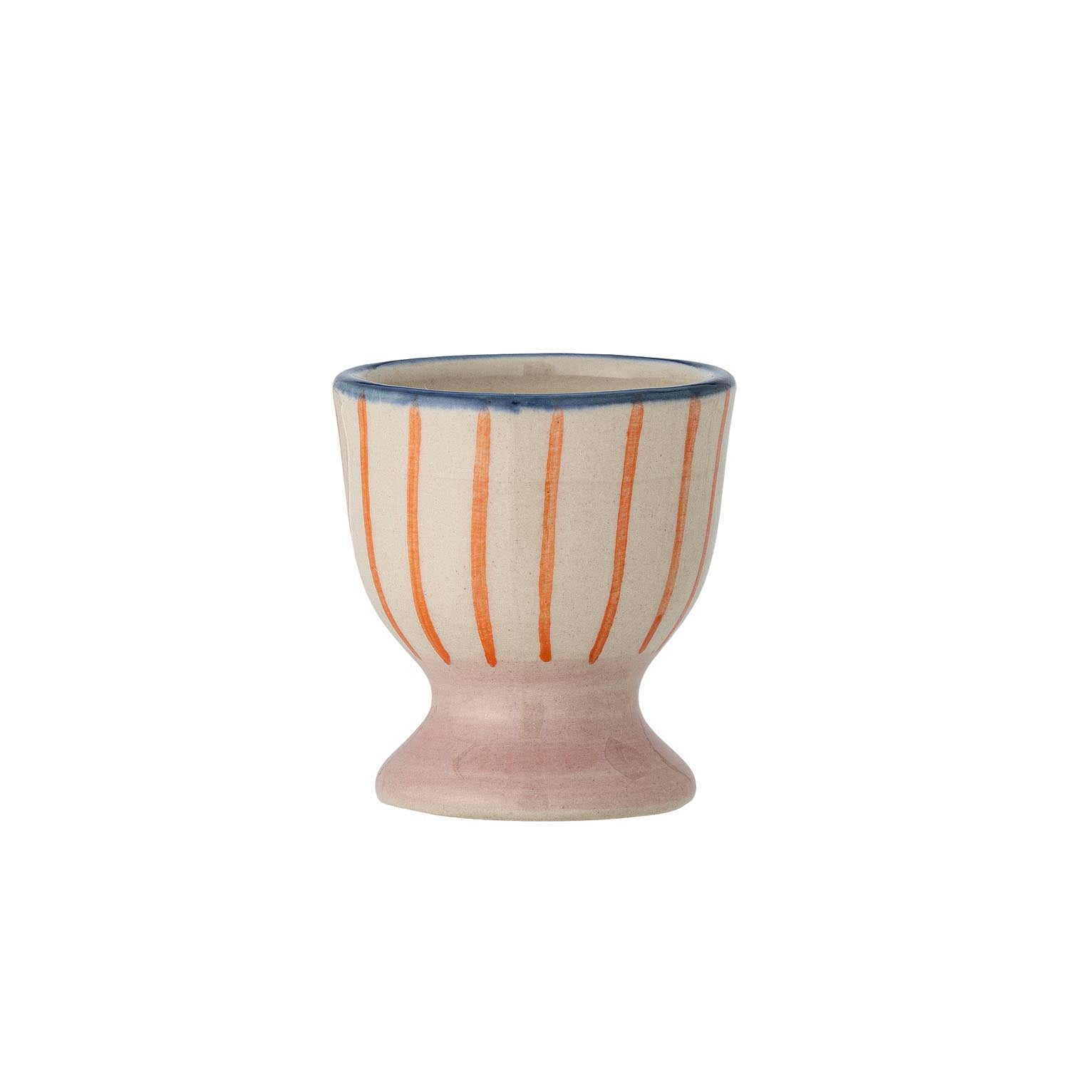 Der Eviaya Eierbecher von Bloomingville aus blauem Steingut vereint modernes Design und Funktionalität für ein stilvolles Frühstück.