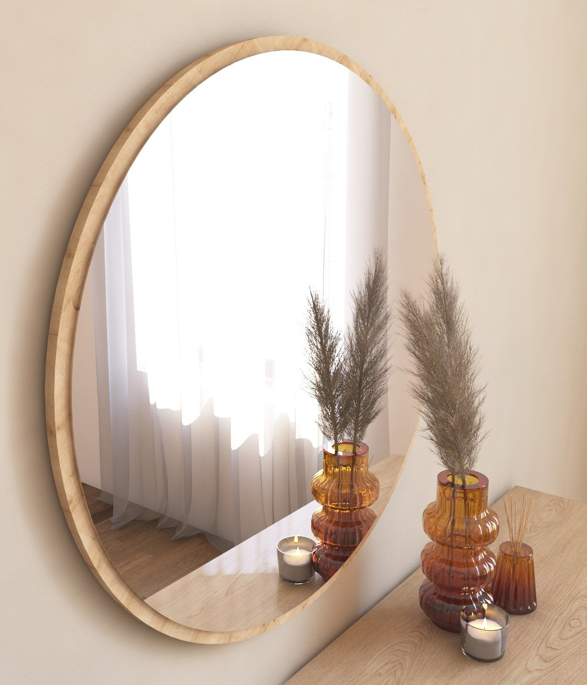 Verleihen Sie Ihrem Zuhause mit dem Ozze Spiegel von Hanah Home einen Hauch von Eleganz. Dieser runde, nachhaltige Spiegel ist die perfekte Ergänzung für jeden Raum.
