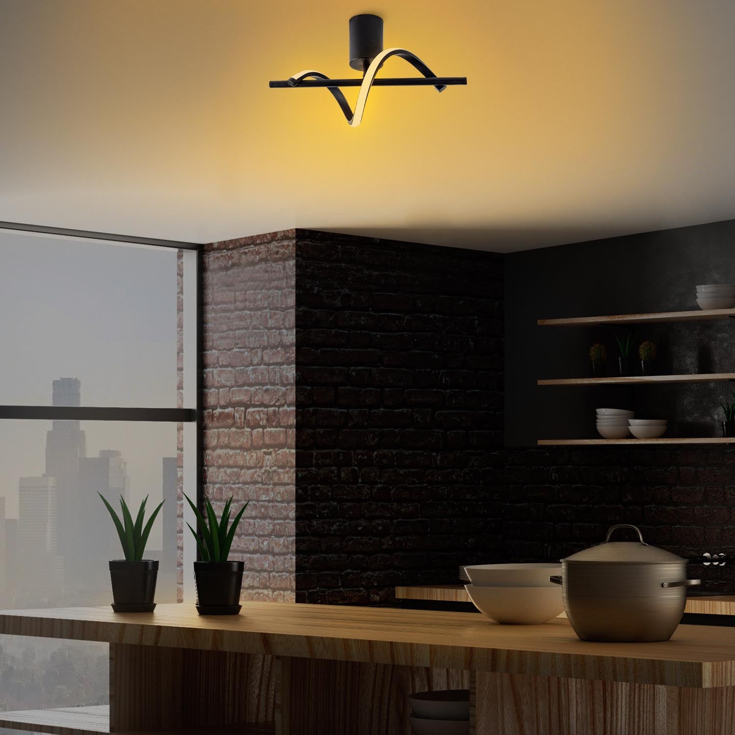 Elegante Lıkma Pendelleuchte in Schwarz von Opviq: Hochwertige Metallkonstruktion, modernes Design, warmes Licht für stilvolle Räume.