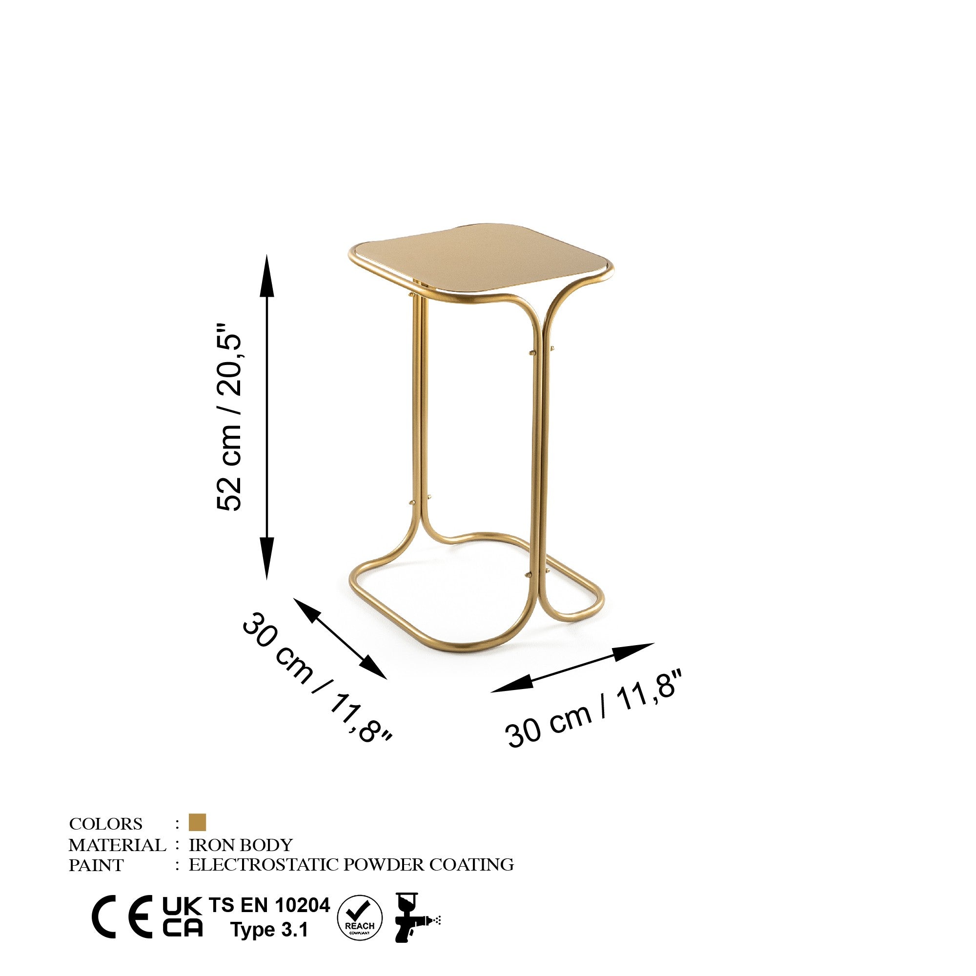 Erleben Sie den luxuriösen SHB Sofatisch von Hanah Home: Ein stilvoller, goldener Metalltisch, der Eleganz und Funktionalität in jeden Raum bringt.