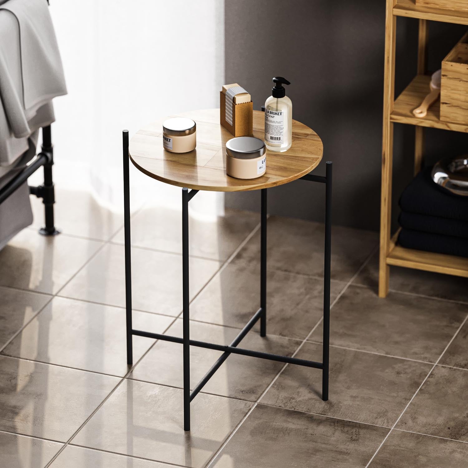 Eleganter SHB Sofatisch in Schwarz von Hanah Home. Aus 100% Holz mit robustem Metallgestell, ideal für jeden Wohnraum.