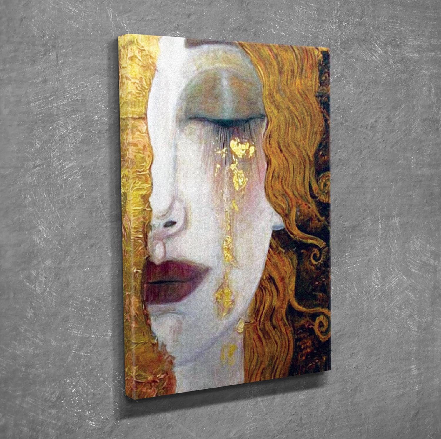 Entdecken Sie das fesselnde Leinwandgemälde "Goldene Tränen" von Anne-Marie Zilberman. Ein emotionales Kunstwerk, das jeden Raum verzaubert.