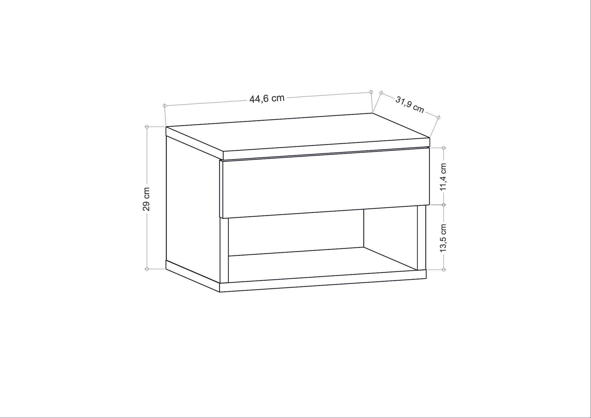 Eleganter Jamot Nachttisch in Weiß von Hanah Home, ideal für moderne Schlafzimmer. Bietet praktischen Stauraum und stilvolles Design.