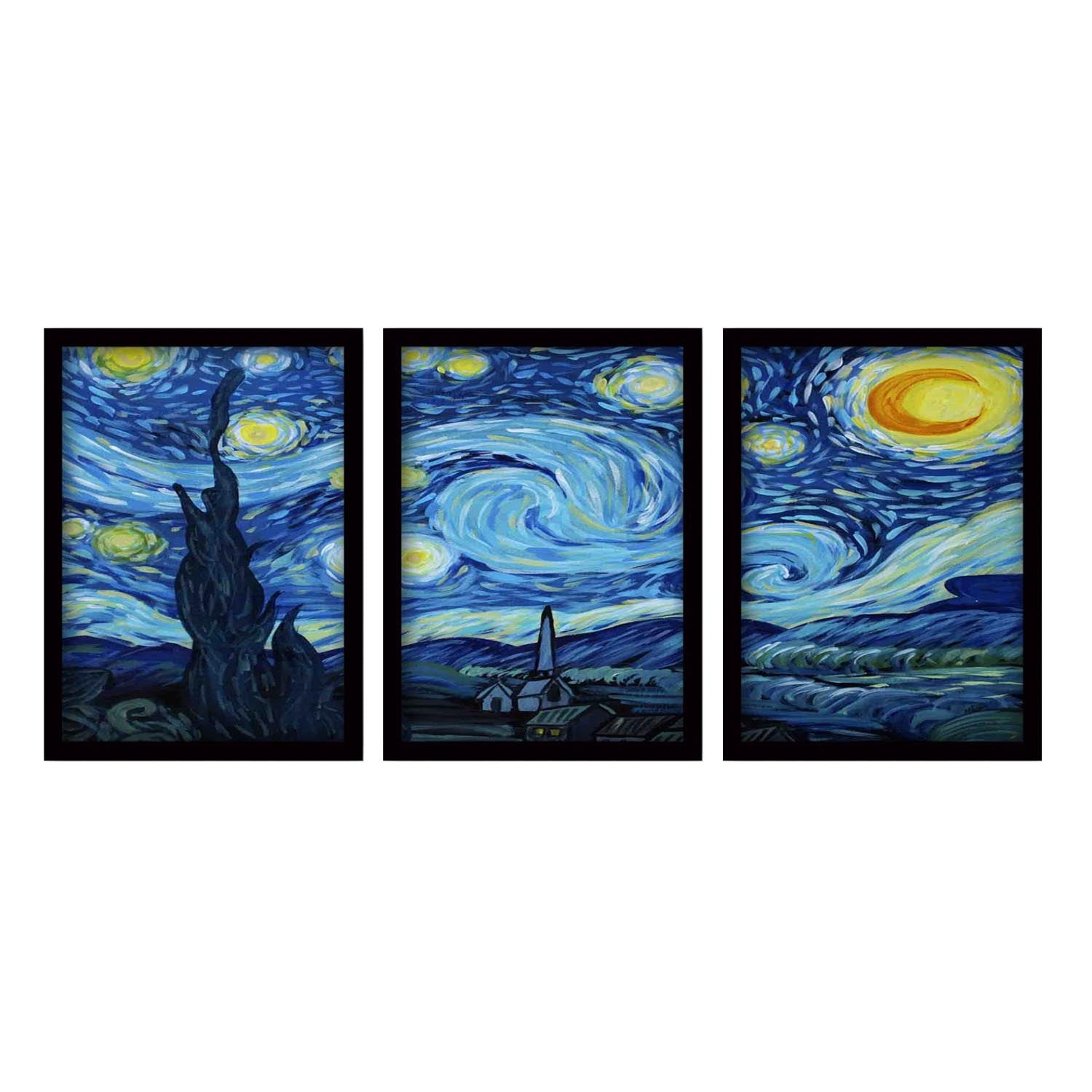 Verleihen Sie Ihrem Raum mit unserem faszinierenden 3-teiligen Van Gogh Kunstwerk eine kreative Note. Perfekt für stilvolles Wohnen!