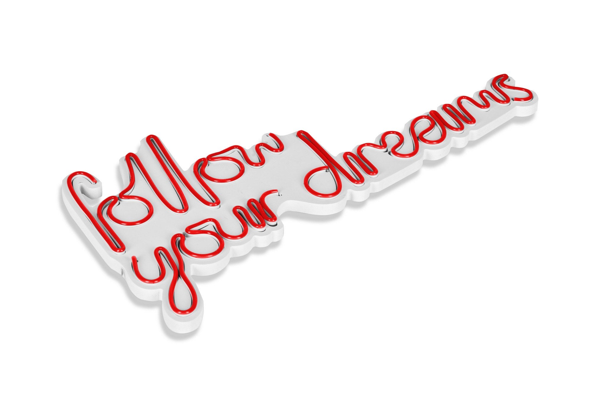 Die rote Follow Your Dreams Wandleuchte von Wallity bringt inspirierendes Design und warmes Licht in Ihr Zuhause, perfekt für kreative Akzente.