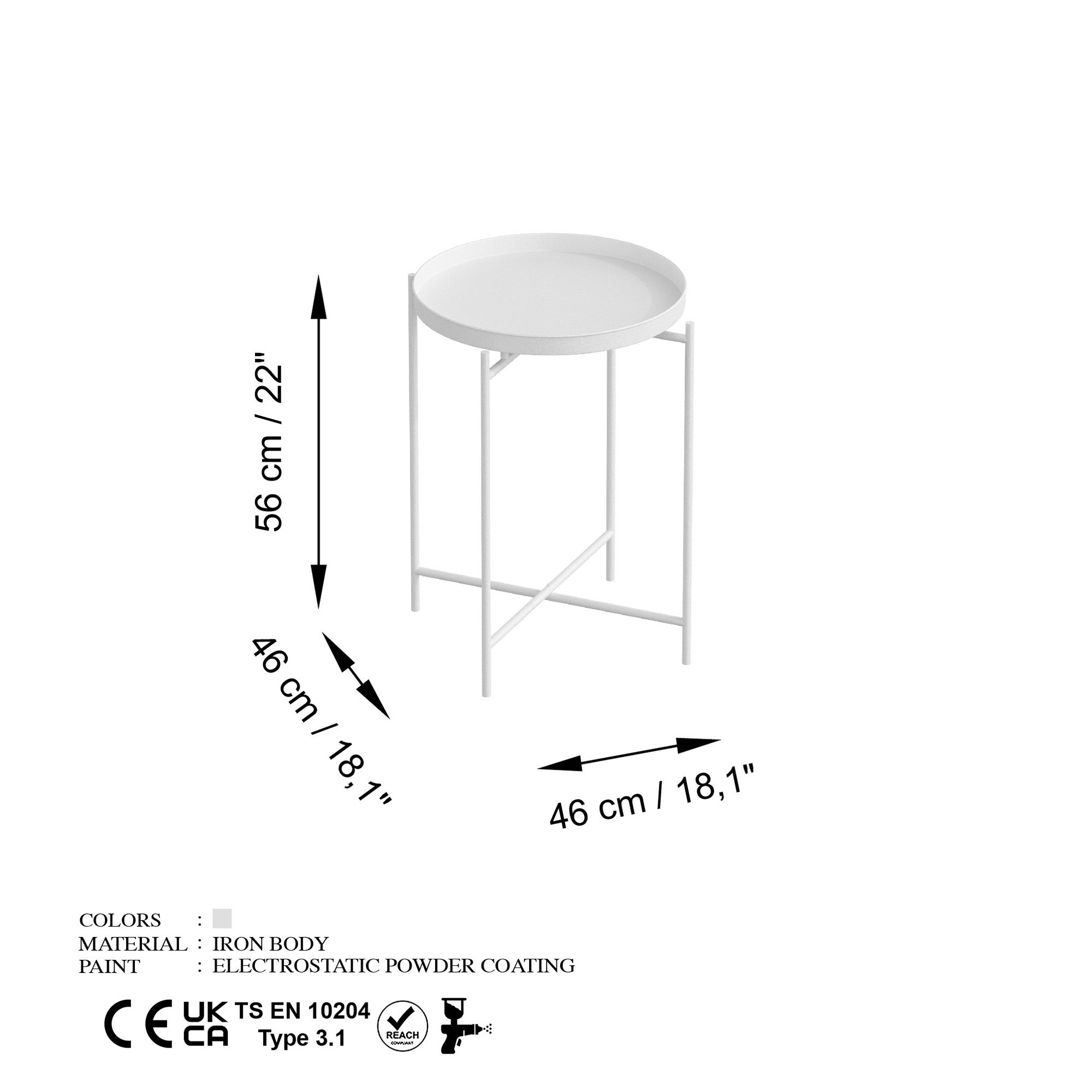 Moderner SHB Sofatisch in elegantem Weiß von Hanah Home. Langlebige Metallkonstruktion, perfekt für jeden Wohnstil und vielseitige Einsatzmöglichkeiten.