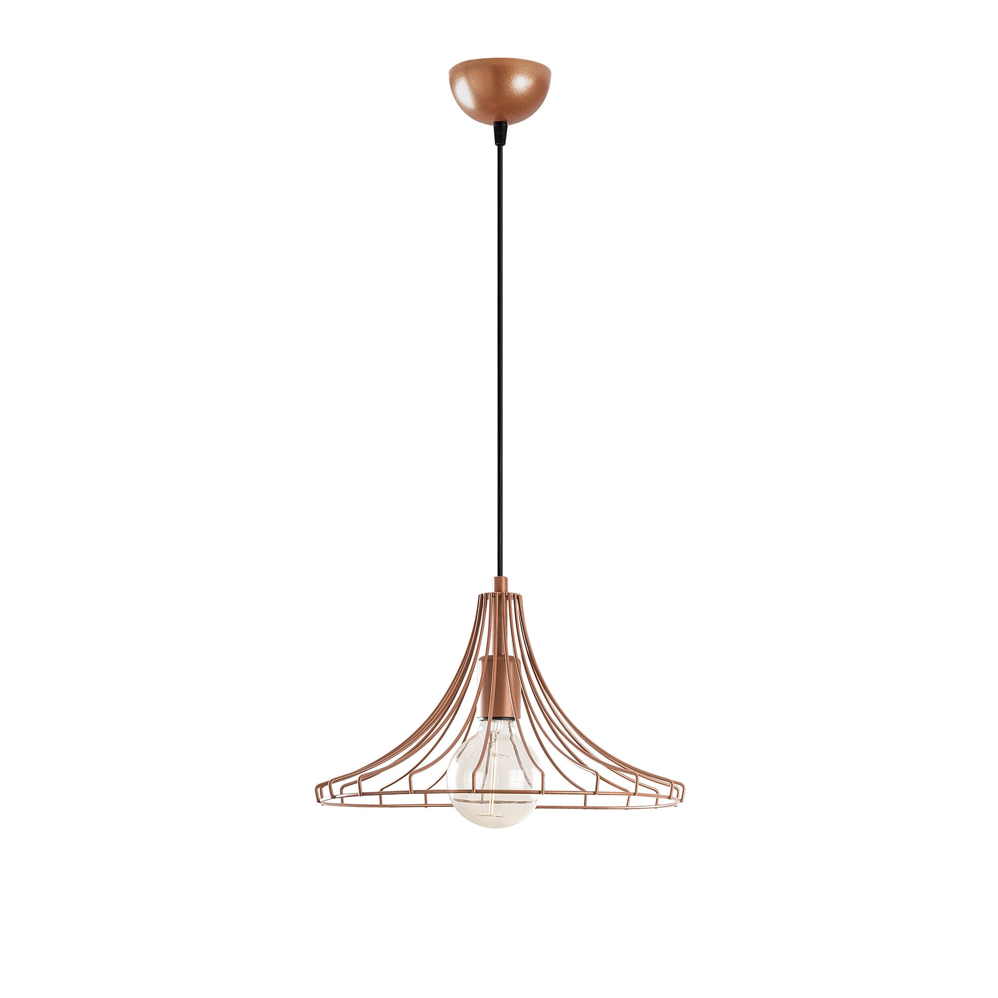 Erleben Sie mit der Mezopotamya Pendelleuchte in Kupfer von Opviq eine stilvolle Fusion aus modernem Design und industriellem Flair.