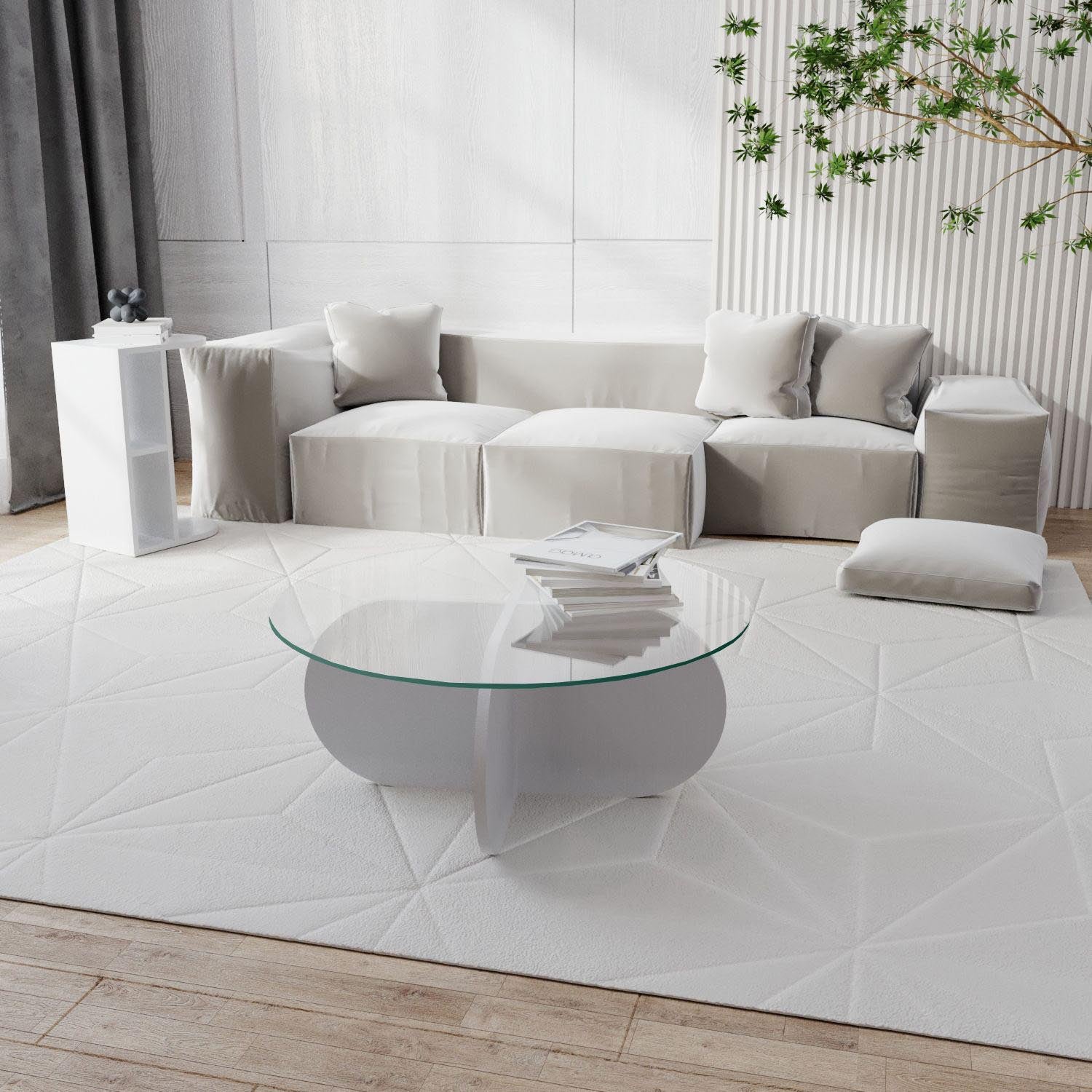 Moderner Bubble Sofatisch in strahlendem Weiß von Hanah Home – ideal für stilvolle Wohnzimmer und gemütliche Zusammenkünfte.
