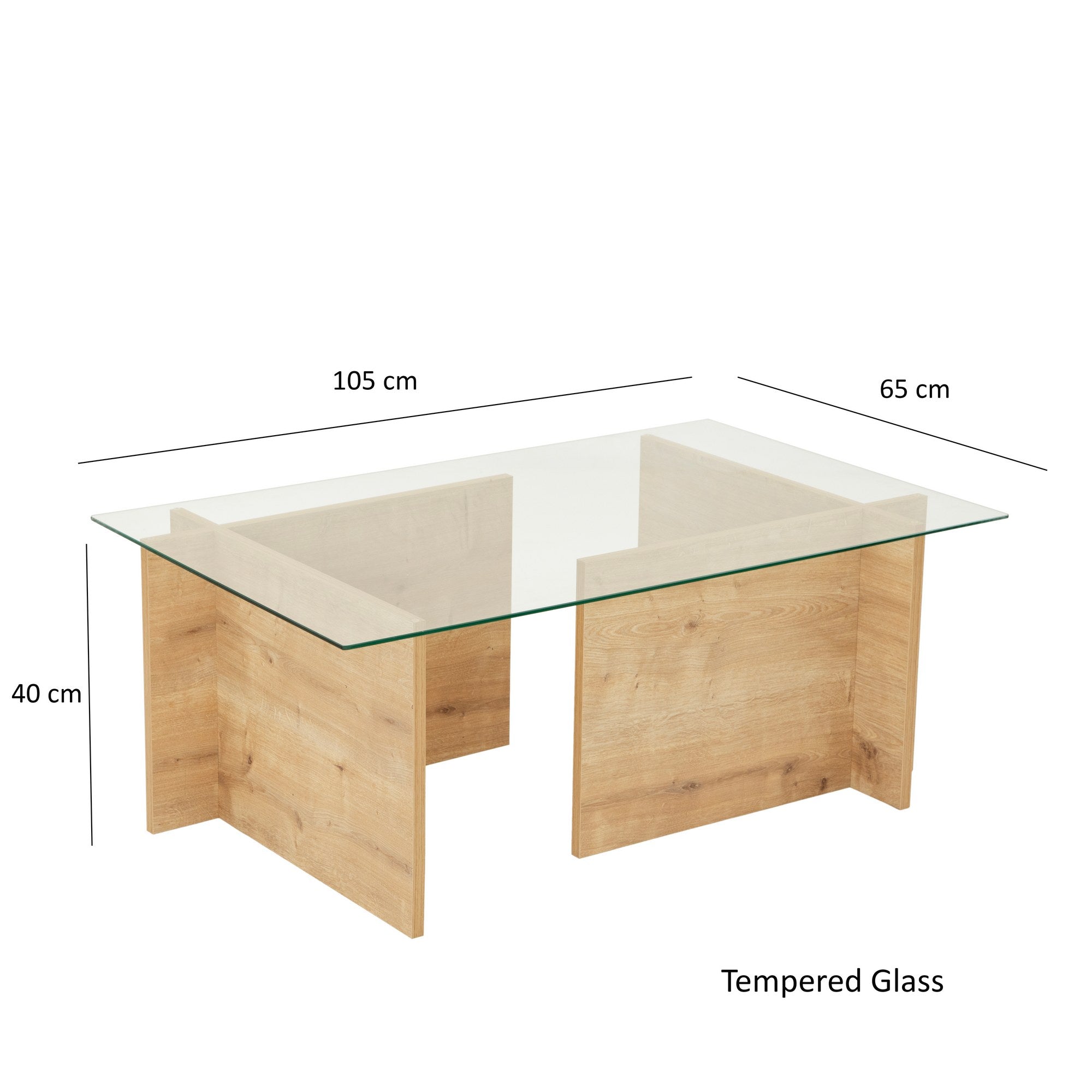 Eleganter Escape Sofatisch in Saphir-Eiche mit edler Glasoberfläche, perfekt für stilvolle Wohnräume und entspannte Stunden.