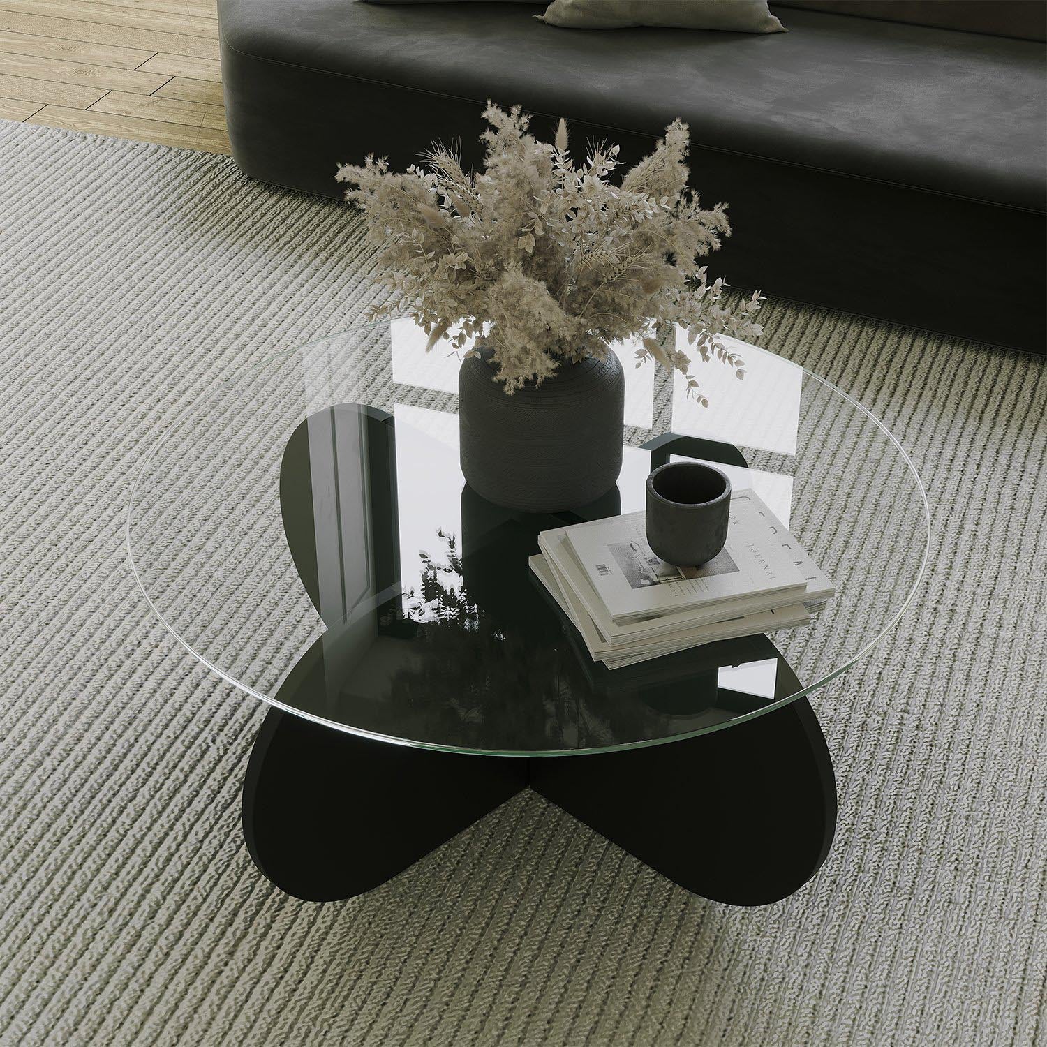 Moderner schwarzer Bubble Sofatisch von Hanah Home, ideal für stilvolle Wohnzimmer und entspannte Zusammenkünfte.