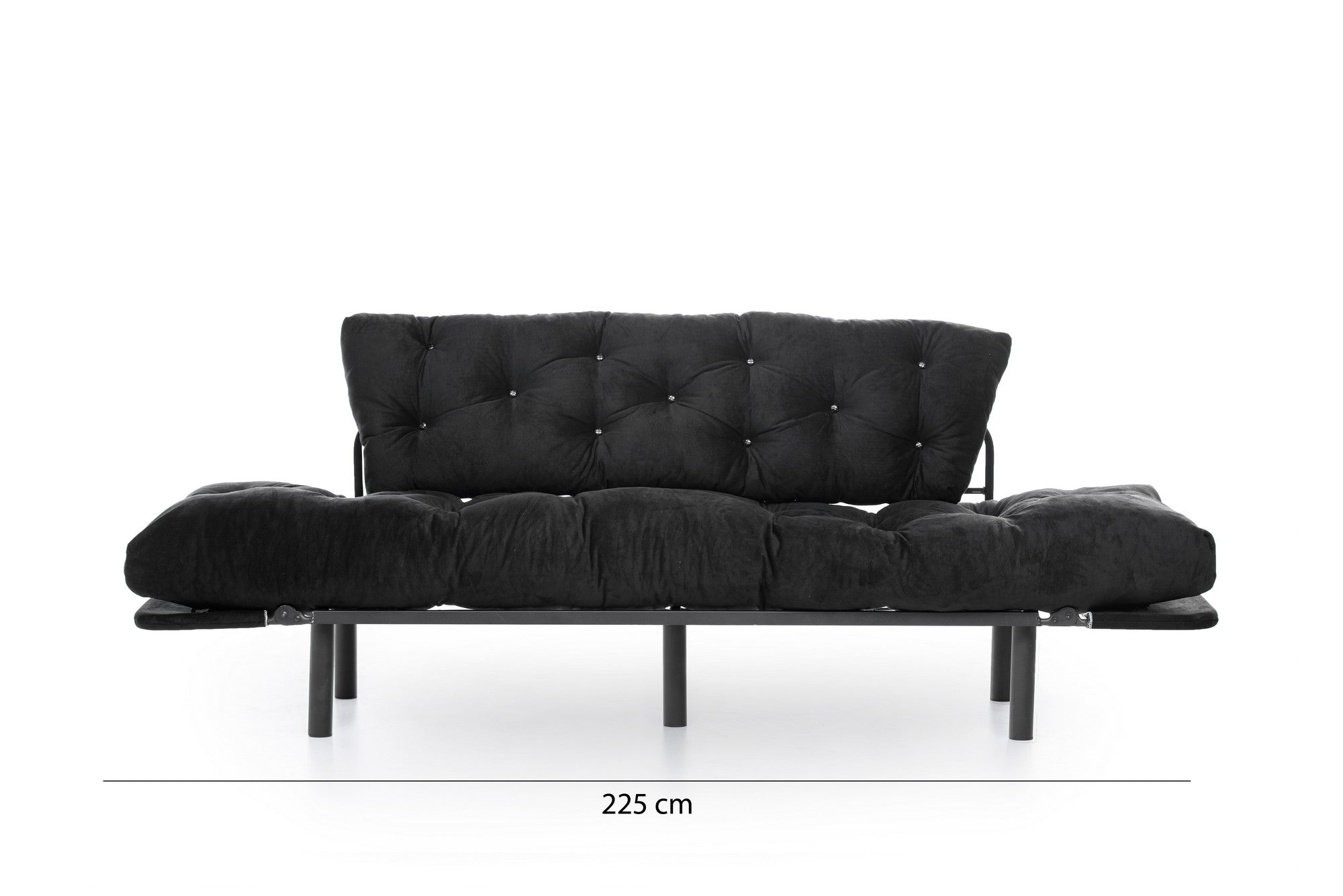 Modernes Nitta Triple Bettsofa in edlem Schwarz, ideal für stilvolle Wohnräume und vielseitige Nutzung als Schlafgelegenheit.