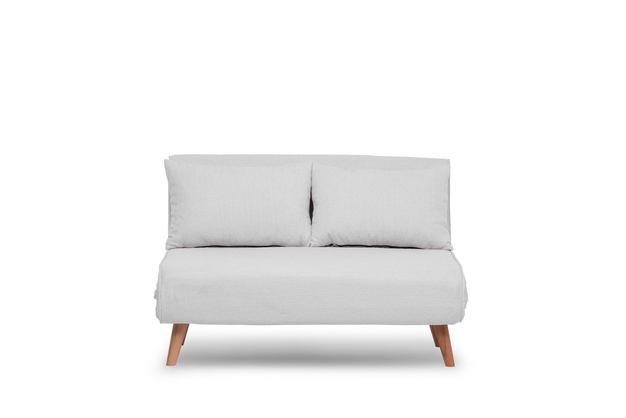 Erleben Sie das Folde 2 Bettsofa in strahlendem Weiß – ein vielseitiges Sofa-Bett mit verstellbarer Rückenlehne und hochwertigem Teddy-Stoff für ultimativen Komfort.