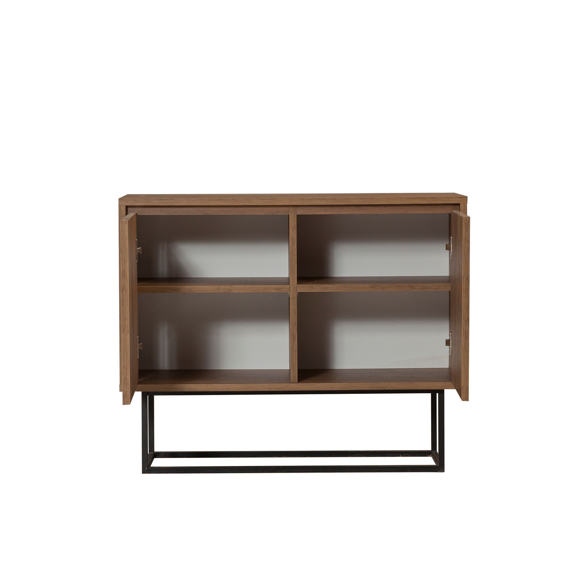 Elegantes Zuri High-Sideboard in Walnuss Schwarz von Hanah Home – perfektes Möbelstück für zeitgemäße Wohnräume und stilvolle Akzente.