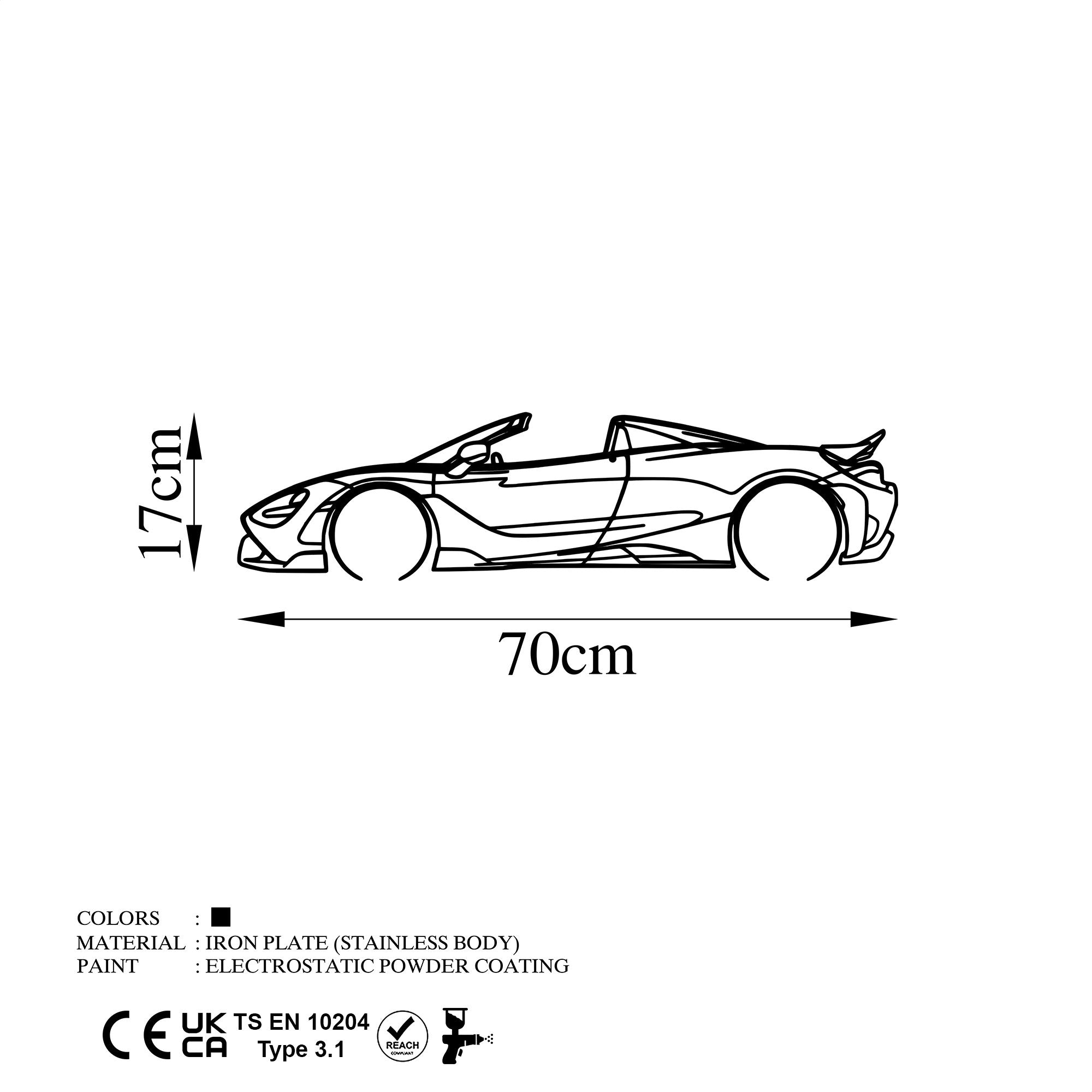 Entdecken Sie die McLaren 720S Silhouette Wanddeko von Wallity – ein stilvolles Metall-Accessoire, das jeden Raum mit Eleganz und Charakter bereichert!