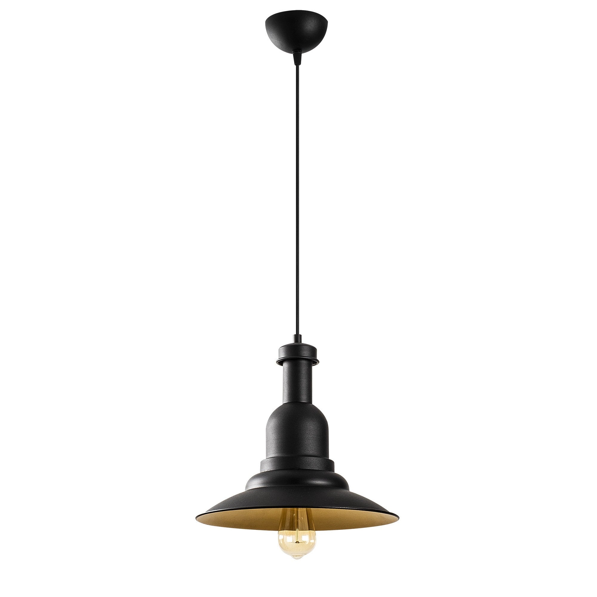 Verleihen Sie Ihrem Raum mit der Sağlam Pendelleuchte in Schwarz Gold von Opviq einen Hauch von industriellem Chic und zeitloser Eleganz.