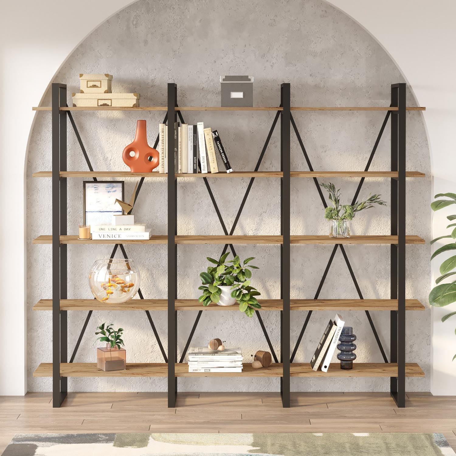 Entdecken Sie das stilvolle Ml4 Bücherregal in Atlantischer Kiefer von Hanah Home. Modernes Design trifft auf Funktionalität für jeden Raum.