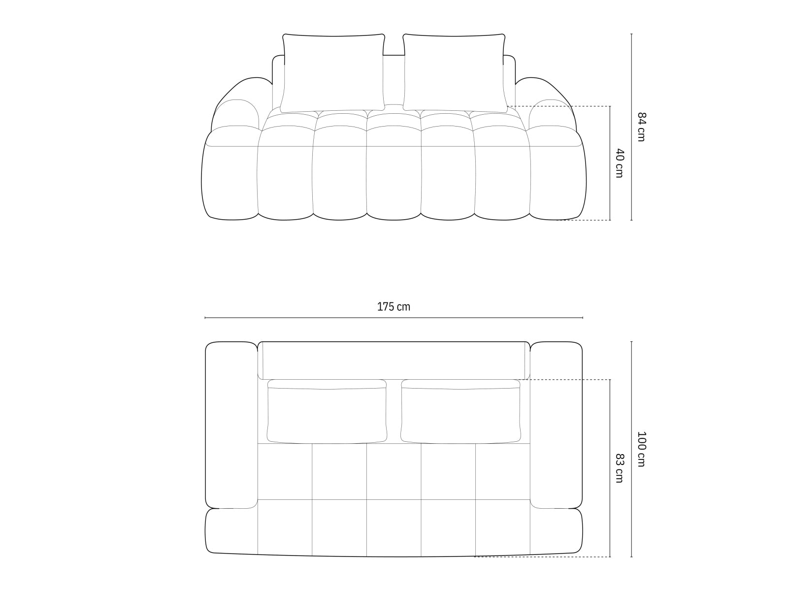 Elegantes Linz 2-Sitzer Sofa in stilvollem Grau, ideal für entspannte Abende im Wohnzimmer, entworfen von Cosmopolitan Design.