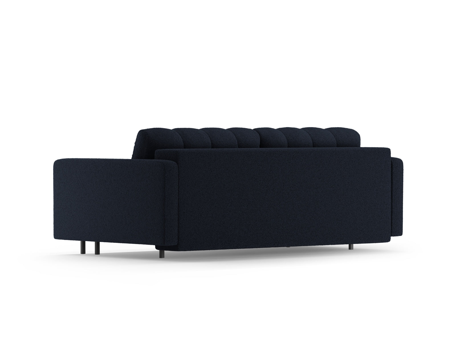 Elegantes 3-Sitzer Sofa Bali in edlem Blau, ideal für Wohnräume, bietet eine praktische Schlaffunktion und zusätzlichen Stauraum.