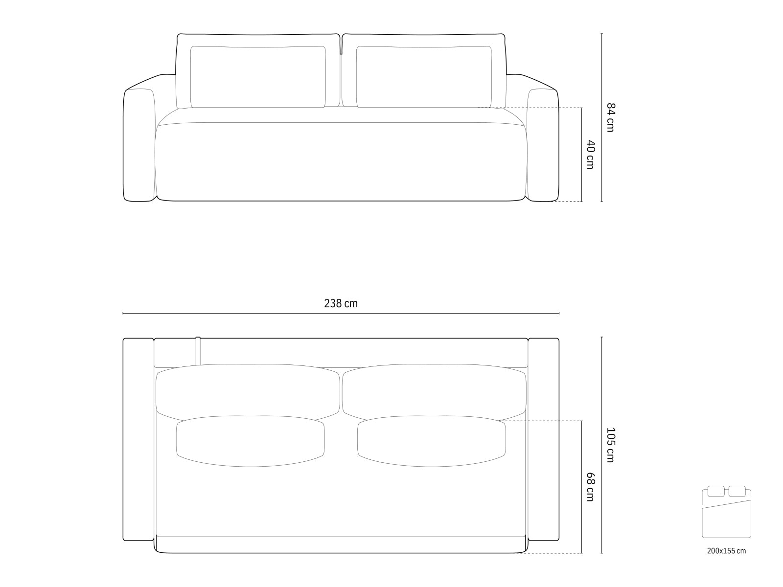 Stylisches Belfast Sofa in elegantem Grau, ideal für kleine Räume, bietet eine bequeme Schlaffunktion und cleveren Stauraum.