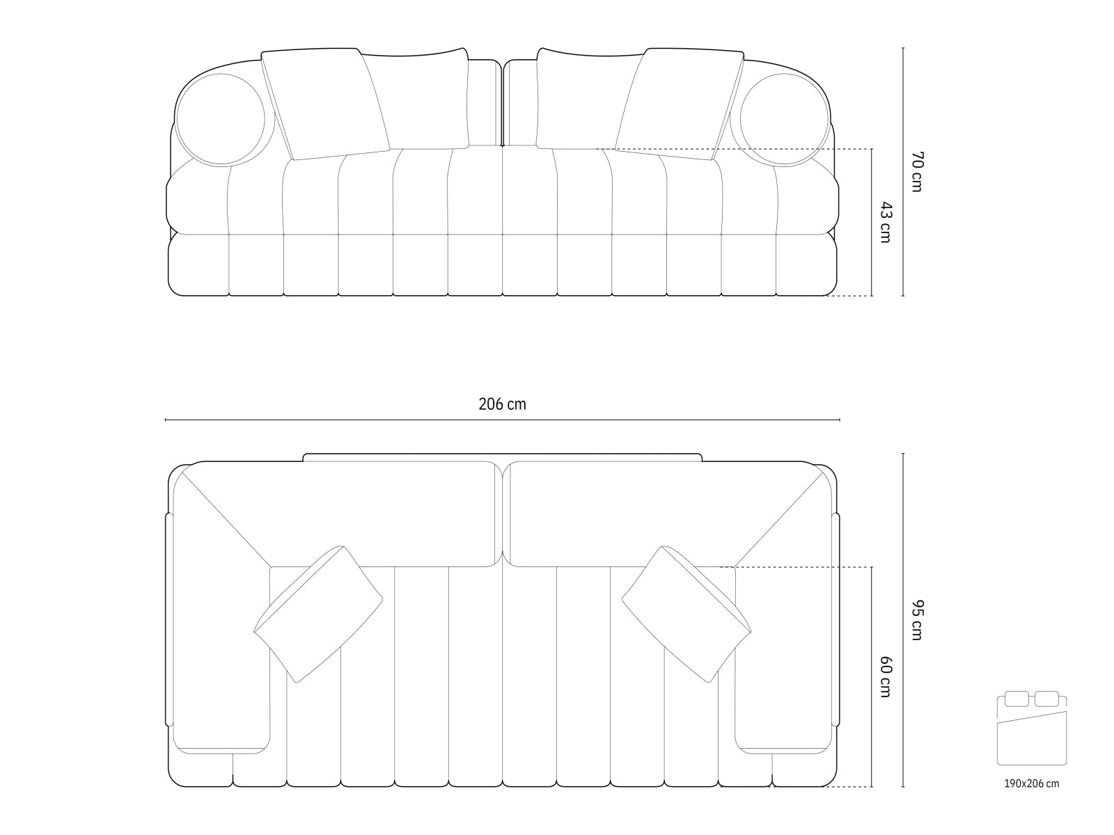 Modernes 3-Sitzer Kemi Sofa in zeitlosem Grau, ideal als Bettsofa für Gäste und entspannte Abende. Funktional und stilvoll.