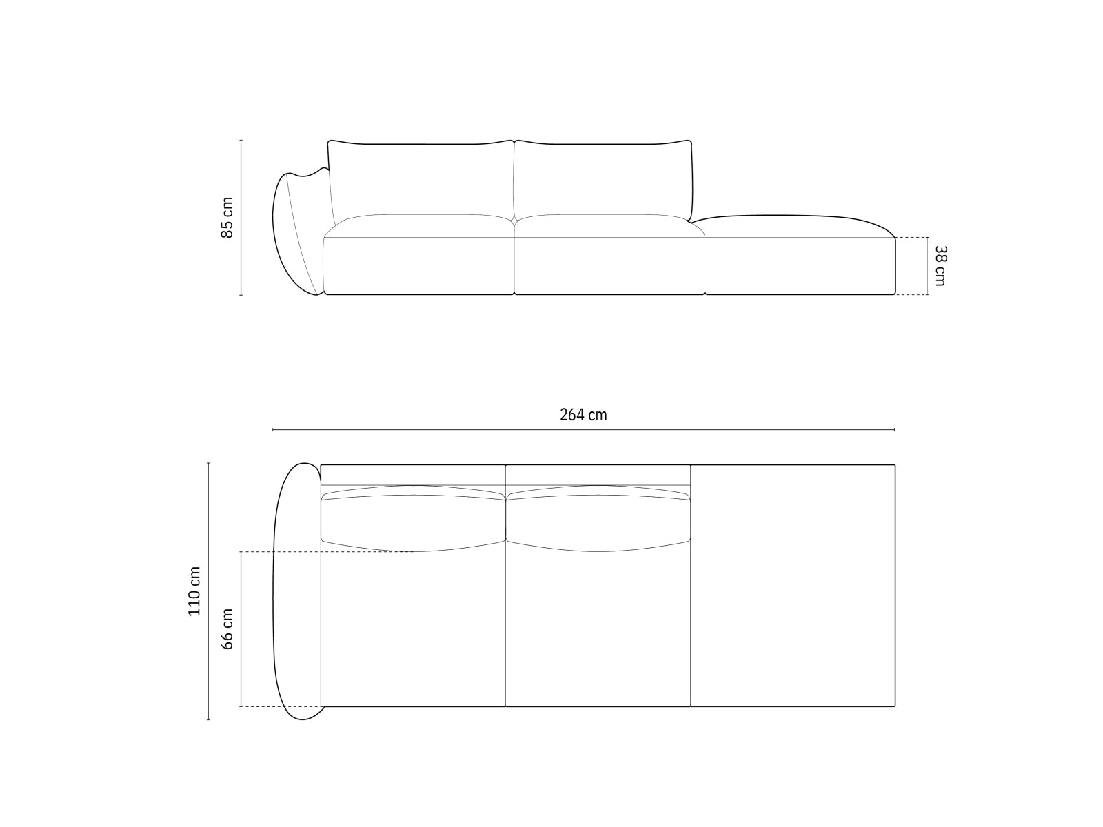 Elegantes 4-Sitzer Sofa rechts Matera von Cosmopolitan Design, ideal für ein modernes Wohnambiente mit hohem Komfort.