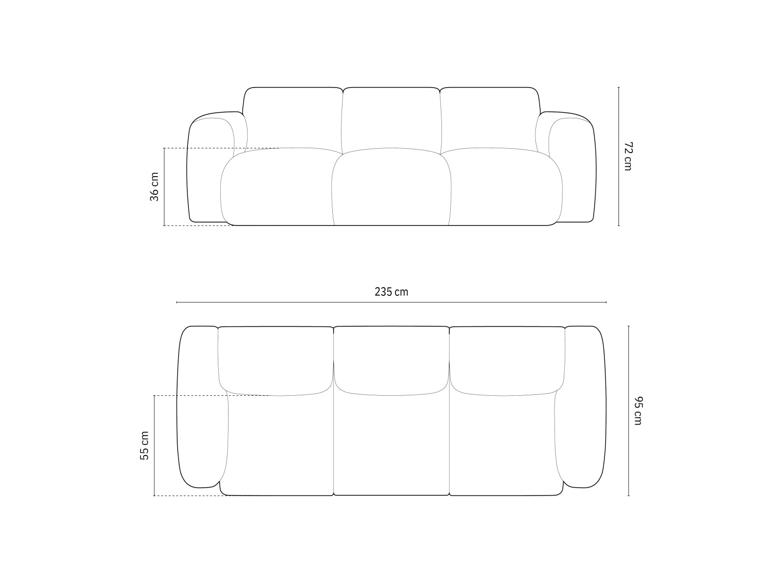 Elegantes 3-Sitzer Sofa Nolio in dezentem Grau, ideal für moderne Wohnräume, entworfen von Cosmopolitan Design.