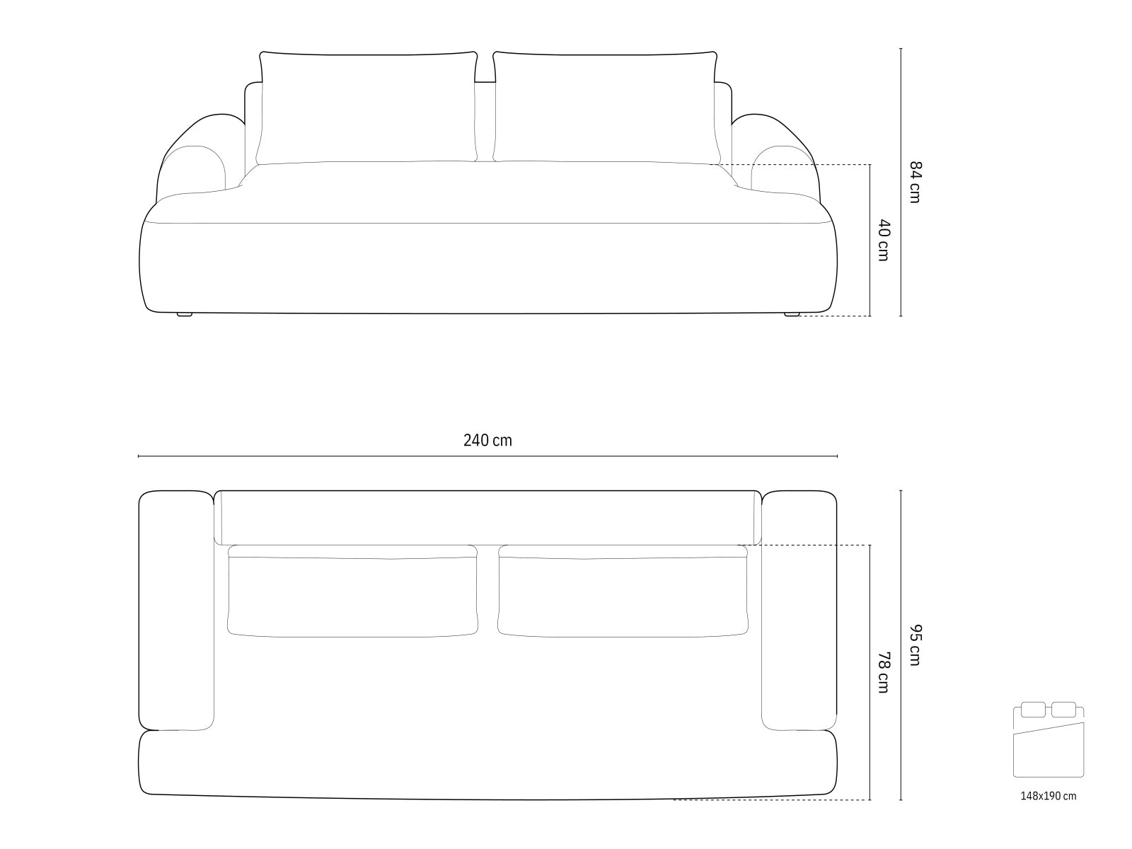 Modernes 4-Sitzer Sofa Calma in stilvollem Dunkelbeige, perfekt für gemütliche Abende, mit cleverer Schlaffunktion und integriertem Stauraum.