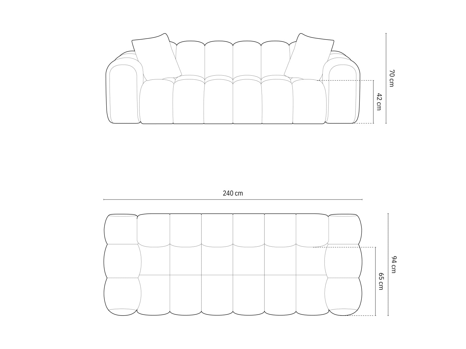 Gemütliches 4-Sitzer Sofa Treno in edlem Dunkelbeige, perfekt für stilvolle Wohnzimmer und entspannte Abende. Erhältlich bei KAQTU.