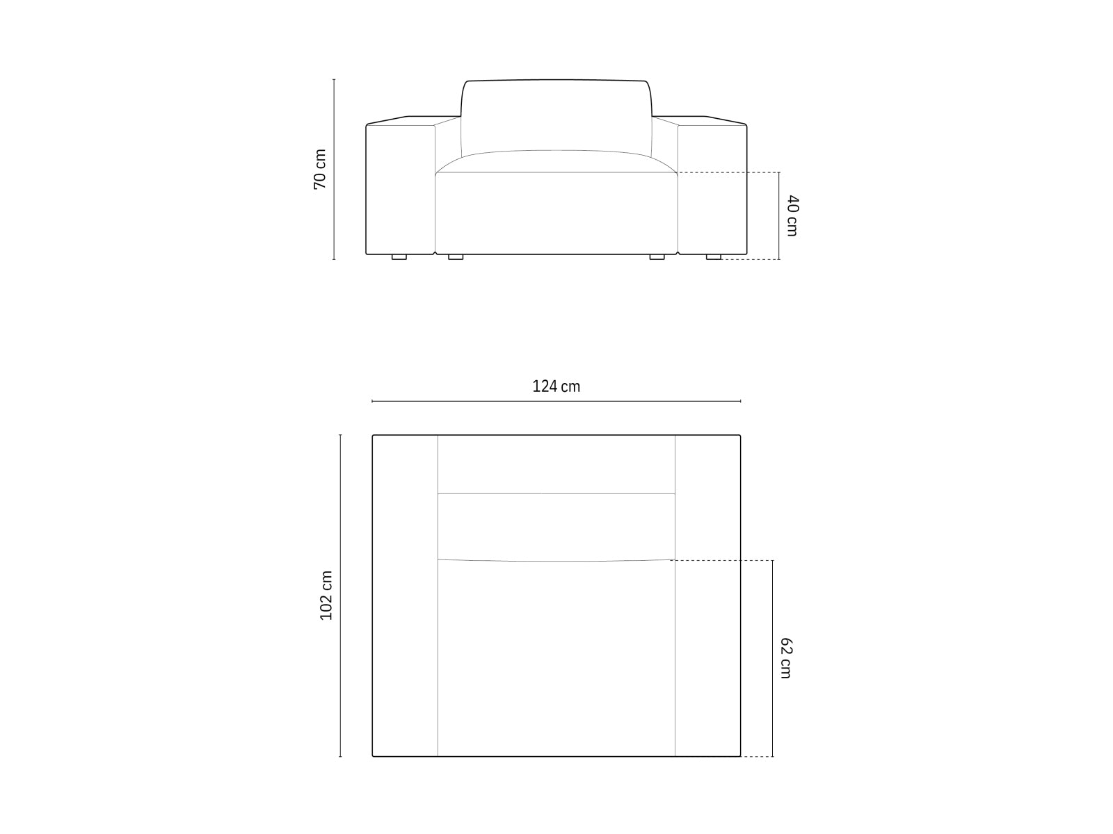 Moderner 1-Sitzer Sessel Chicago in sanftem Grau, perfekt für gemütliche Ecken und stilvolle Einrichtung, von Cosmopolitan Design.