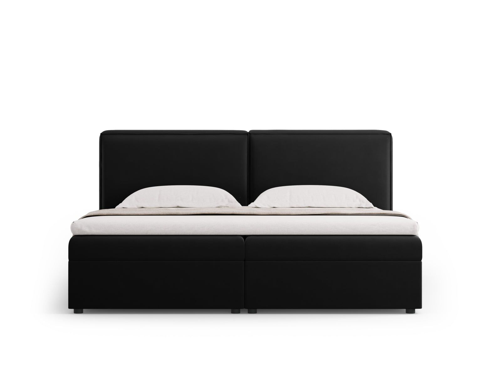 Elegantes Arendal Boxspringbett-Set in 140 cm Breite, stilvolles Design in Schwarz, ideal für moderne Schlafzimmer.