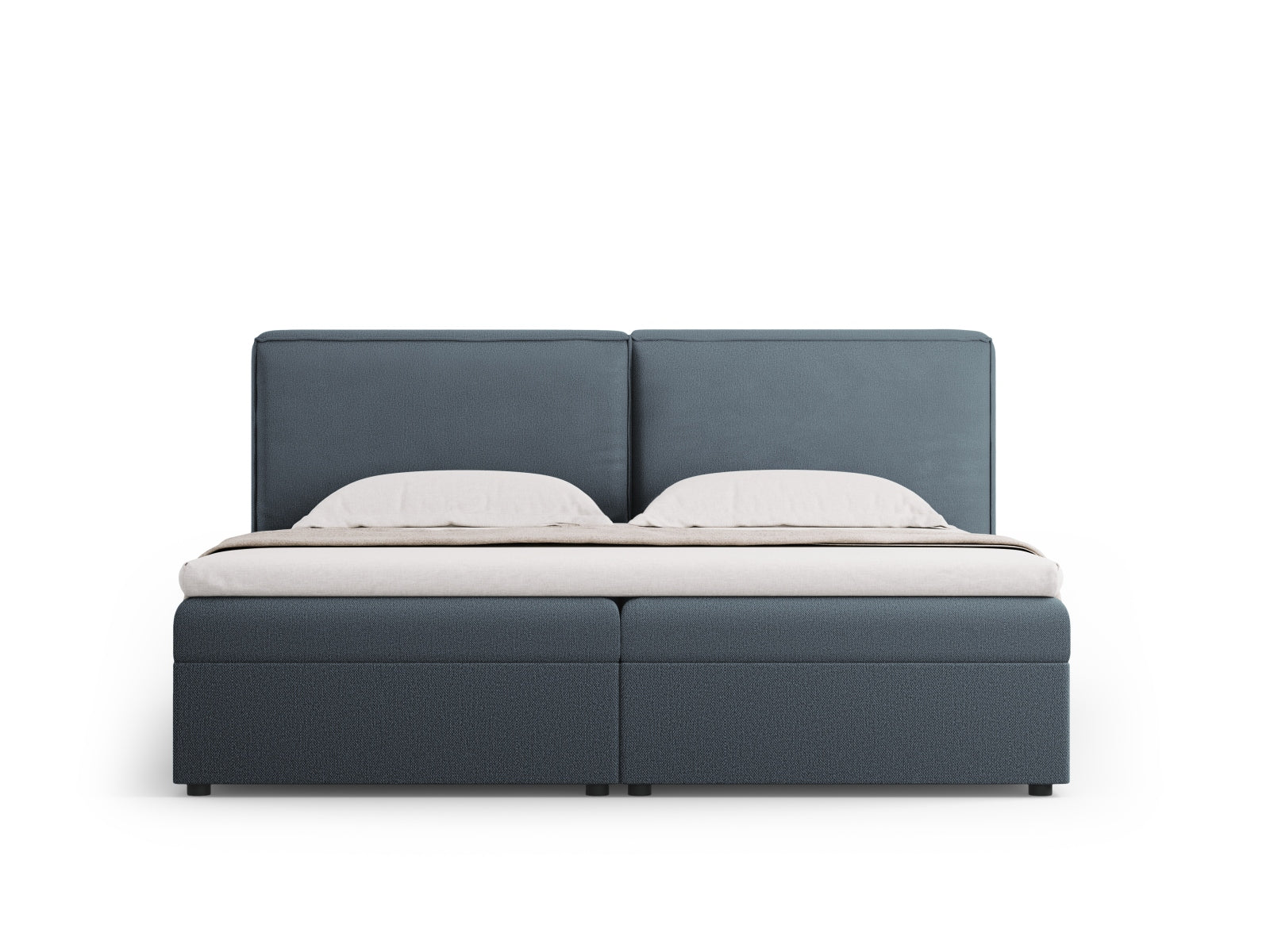 Elegantes Arendal Boxspringbett-Set in 140 cm Breite, stilvolles Design in Blau, ideal für moderne Schlafzimmer.