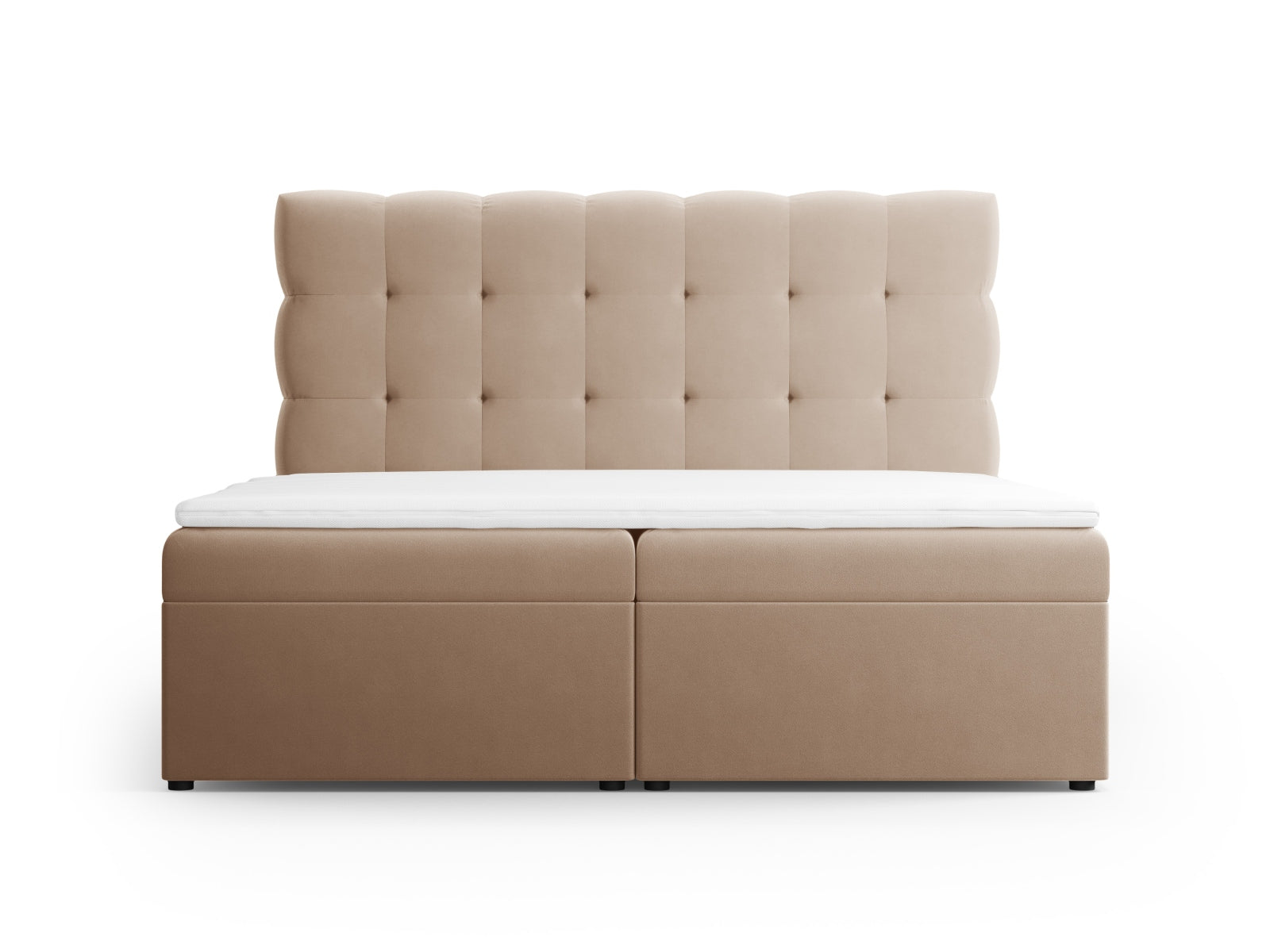 Elegantes Boxspring Bett Set Bali in 160 cm Breite, stilvolles Beige-Bluvel, ideal für modernen Schlafkomfort.