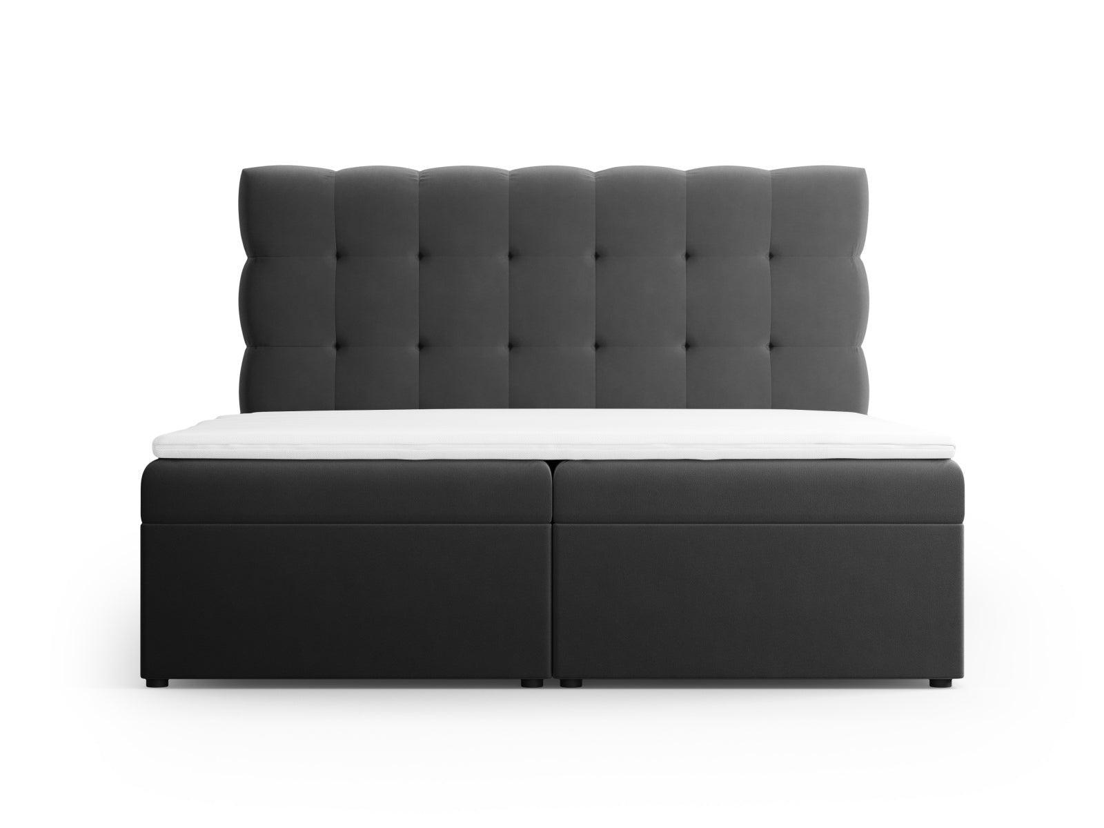 Elegantes Boxspring Bett Set Bali in stilvollem Grey-Bluvel, ideal für modernen Schlafkomfort und zeitloses Design.