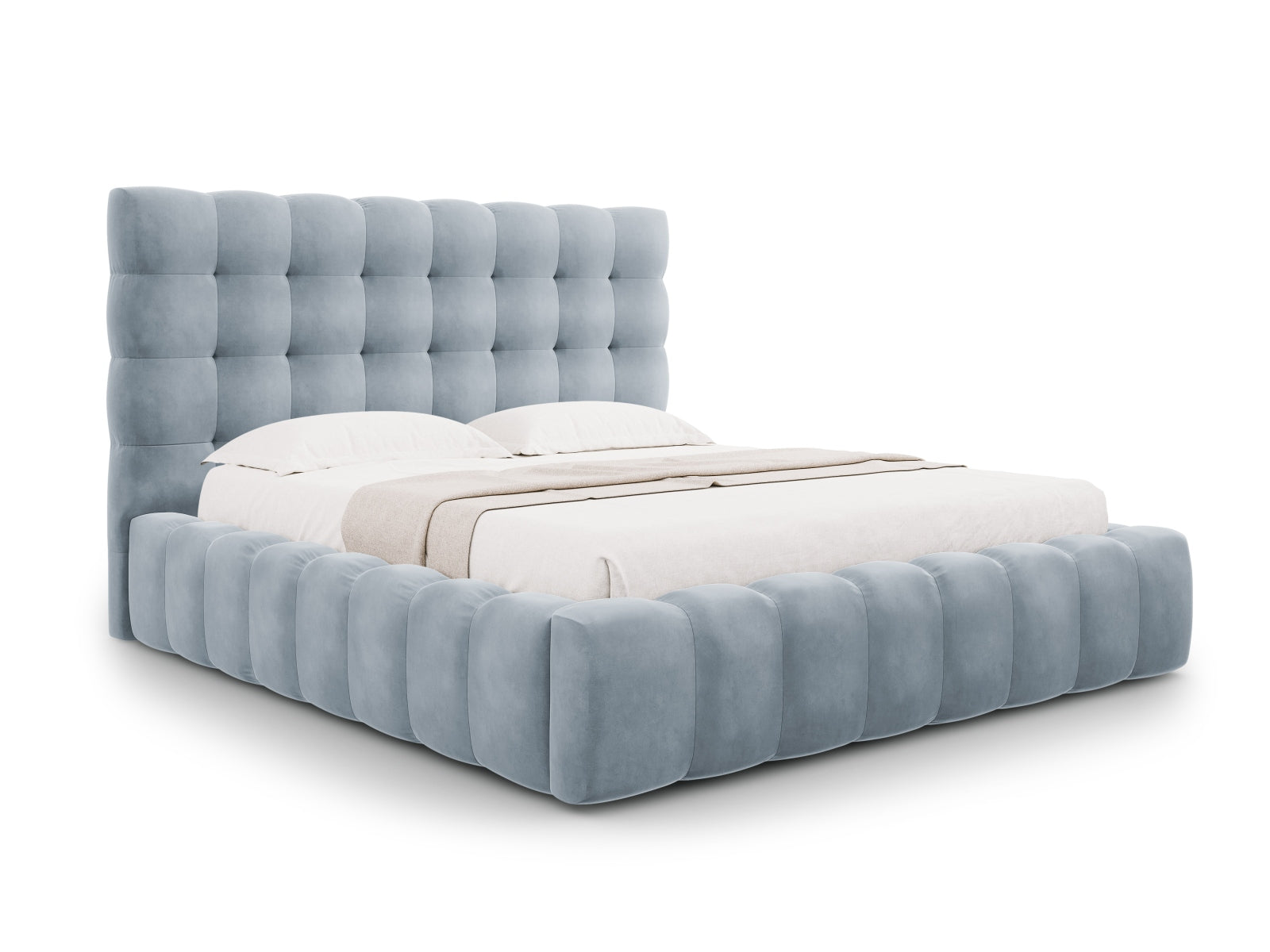 Bali Bett mit Stauraum mit Kopfteil 140cm in Light Blue-Bluvel präsentiert im Onlineshop von KAQTU Design AG. Bett ist von Cosmopolitan Design