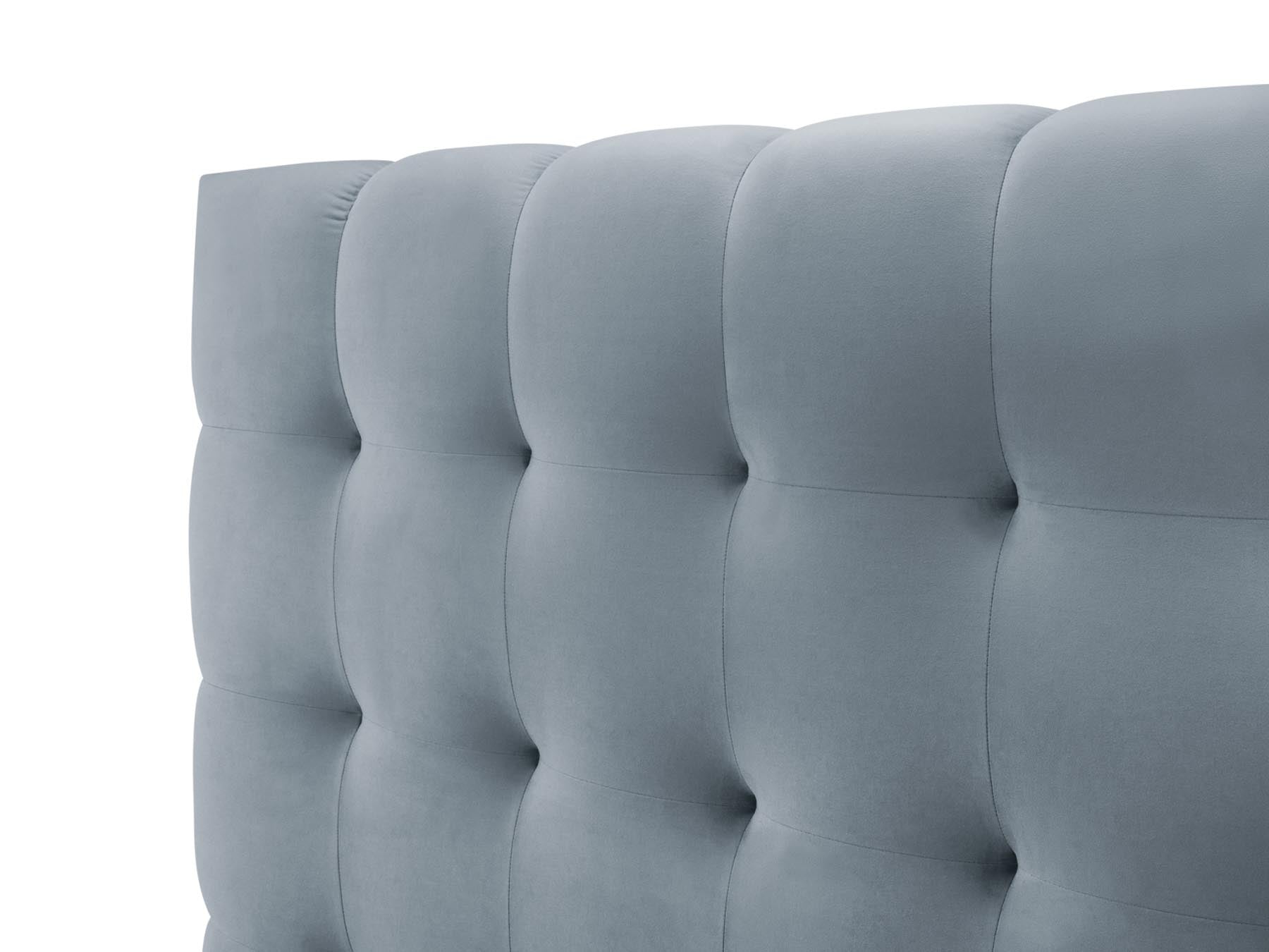 Modernes Bali Bett in zartem Hellblau, 140 cm, mit integriertem Stauraum und ansprechendem Kopfteil für ein gemütliches Schlafzimmer.