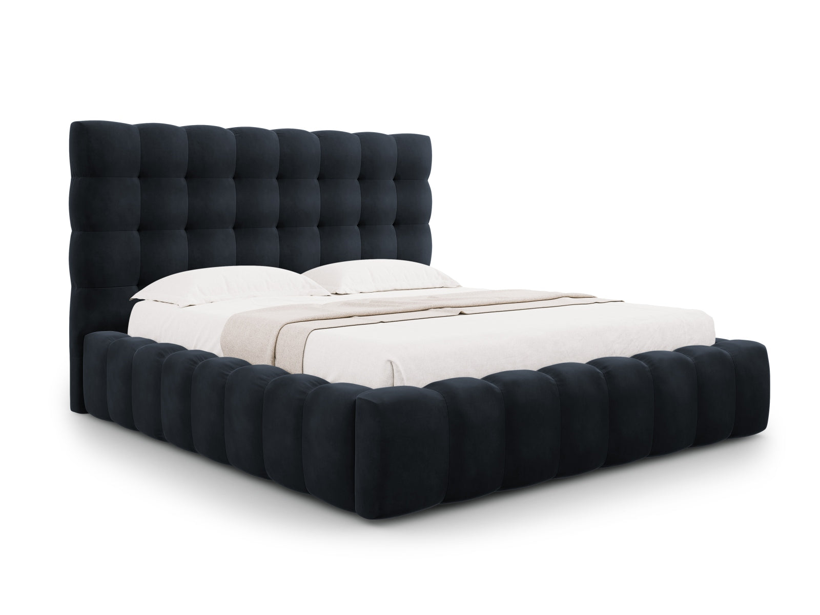 Bali Bett mit Stauraum mit Kopfteil 200cm in Dark Blue-Bluvel präsentiert im Onlineshop von KAQTU Design AG. Bett ist von Cosmopolitan Design