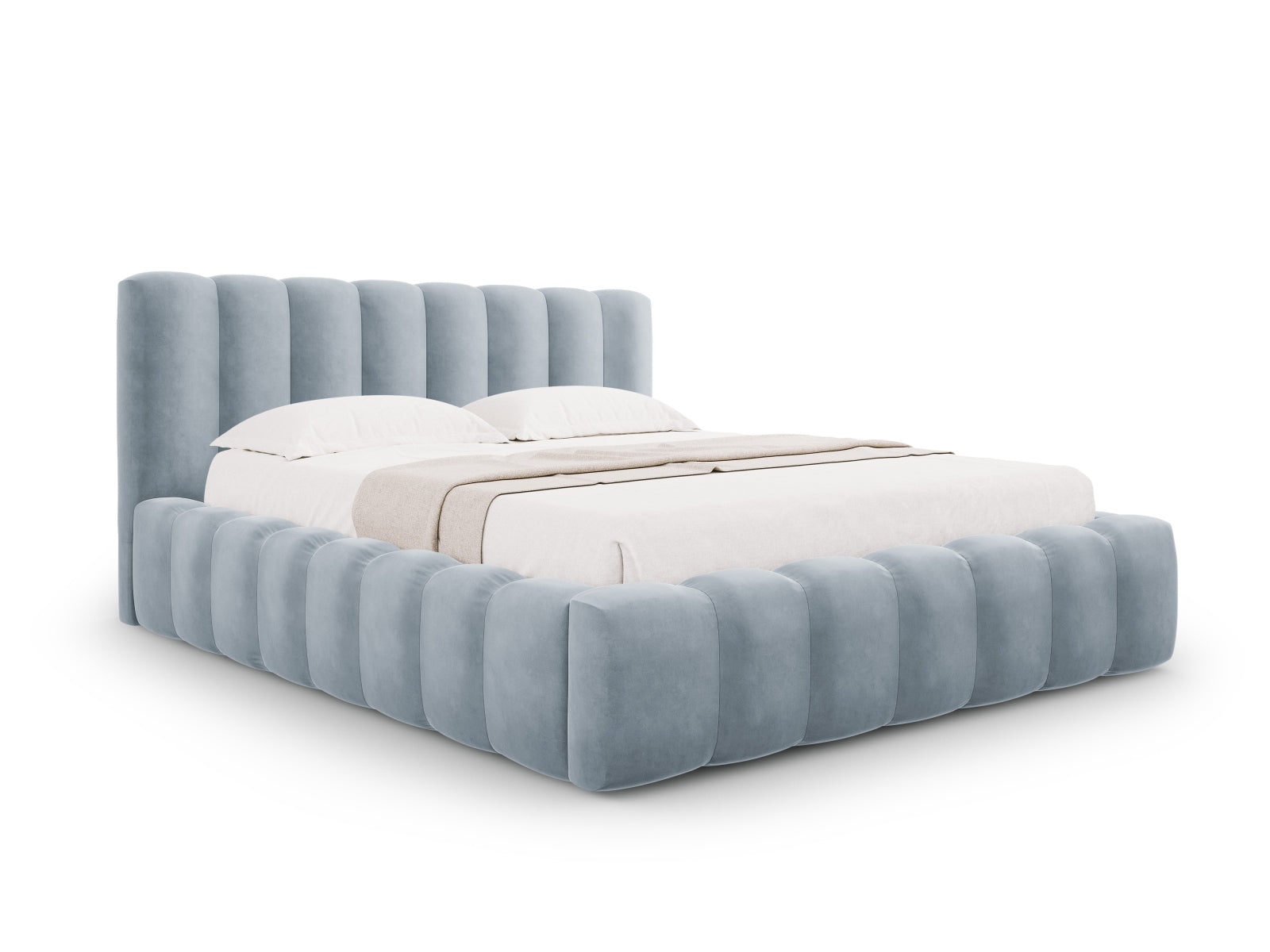 Palma Bett mit Stauraum mit Kopfteil 200cm in Light Blue-Bluvel präsentiert im Onlineshop von KAQTU Design AG. Bett ist von Cosmopolitan Design