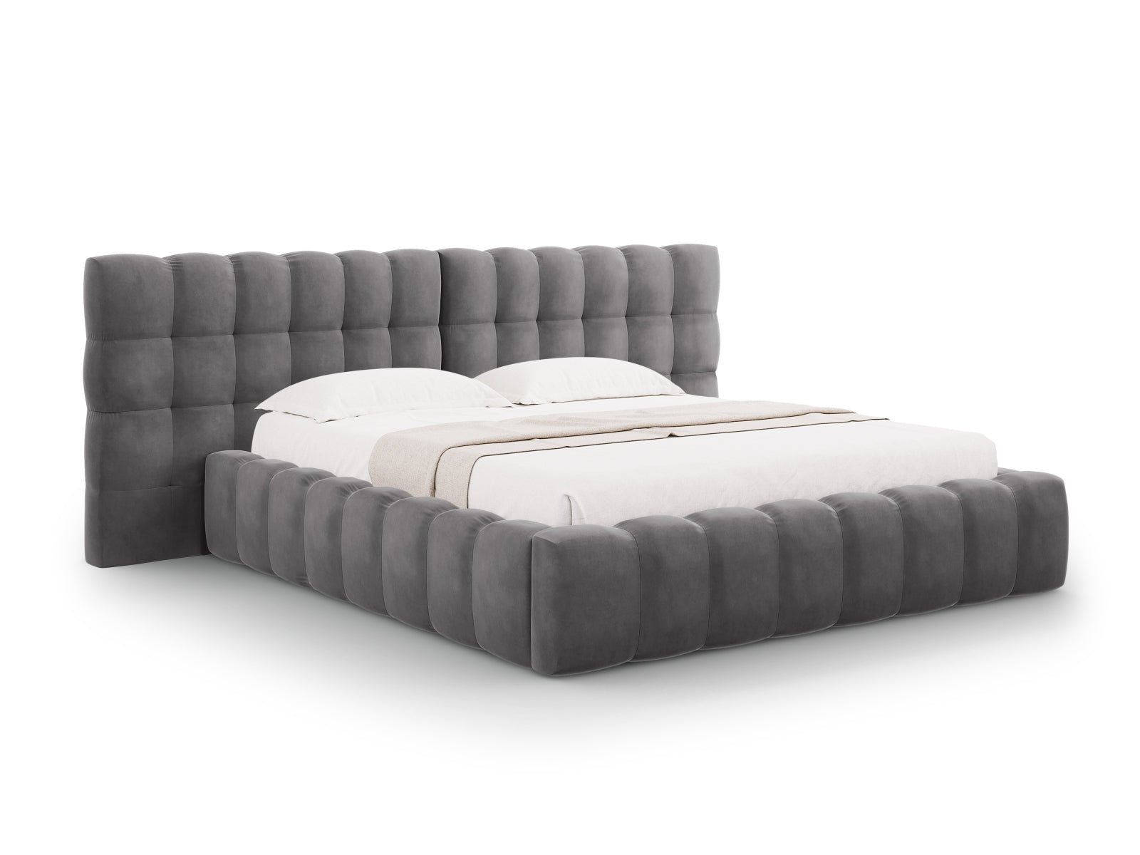 Bali Bett mit Stauraum With Double Kopfteil 180cm in Grey-Bluvel präsentiert im Onlineshop von KAQTU Design AG. Bett ist von Cosmopolitan Design