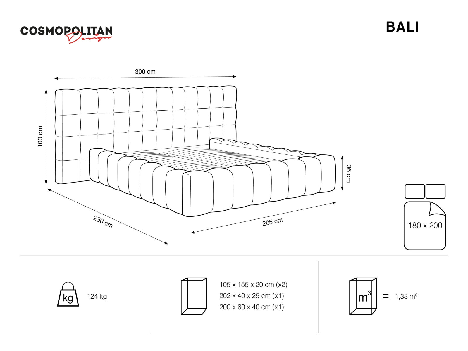Modernes Bali Bett mit doppeltem Kopfteil und integriertem Stauraum in edlem Black-Bluvel, perfekt für stilvolle Schlafzimmer.
