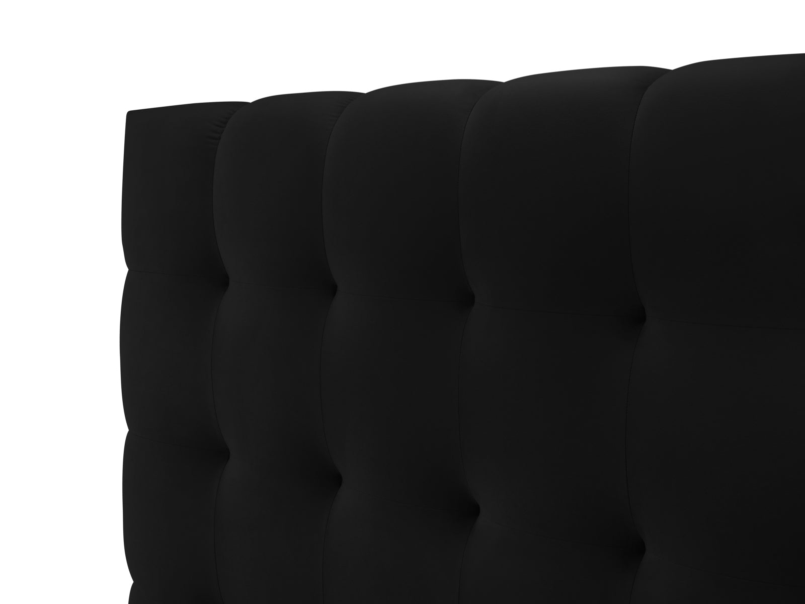 Elegantes Bali Bett mit doppeltem Kopfteil und praktischem Stauraum in Black-Bluvel, ideal für moderne Schlafzimmer.