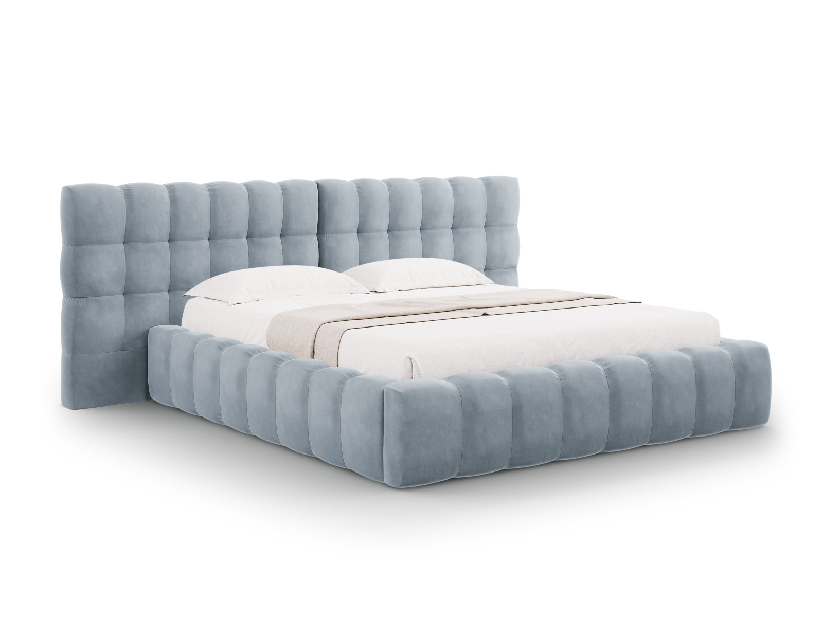 Bali Bett mit Stauraum With Double Kopfteil 200cm in Light Blue-Bluvel präsentiert im Onlineshop von KAQTU Design AG. Bett ist von Cosmopolitan Design