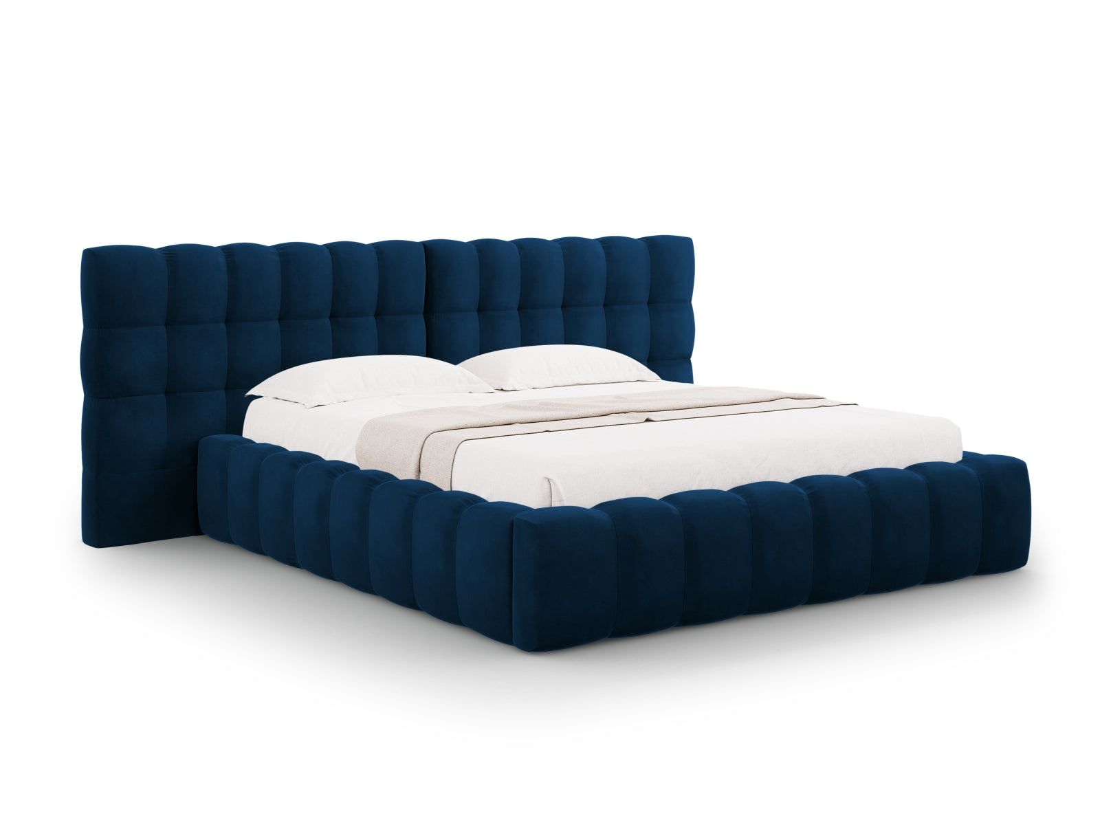Bali Bett mit Stauraum With Double Kopfteil 200cm in Royal Blue-Bluvel präsentiert im Onlineshop von KAQTU Design AG. Bett ist von Cosmopolitan Design