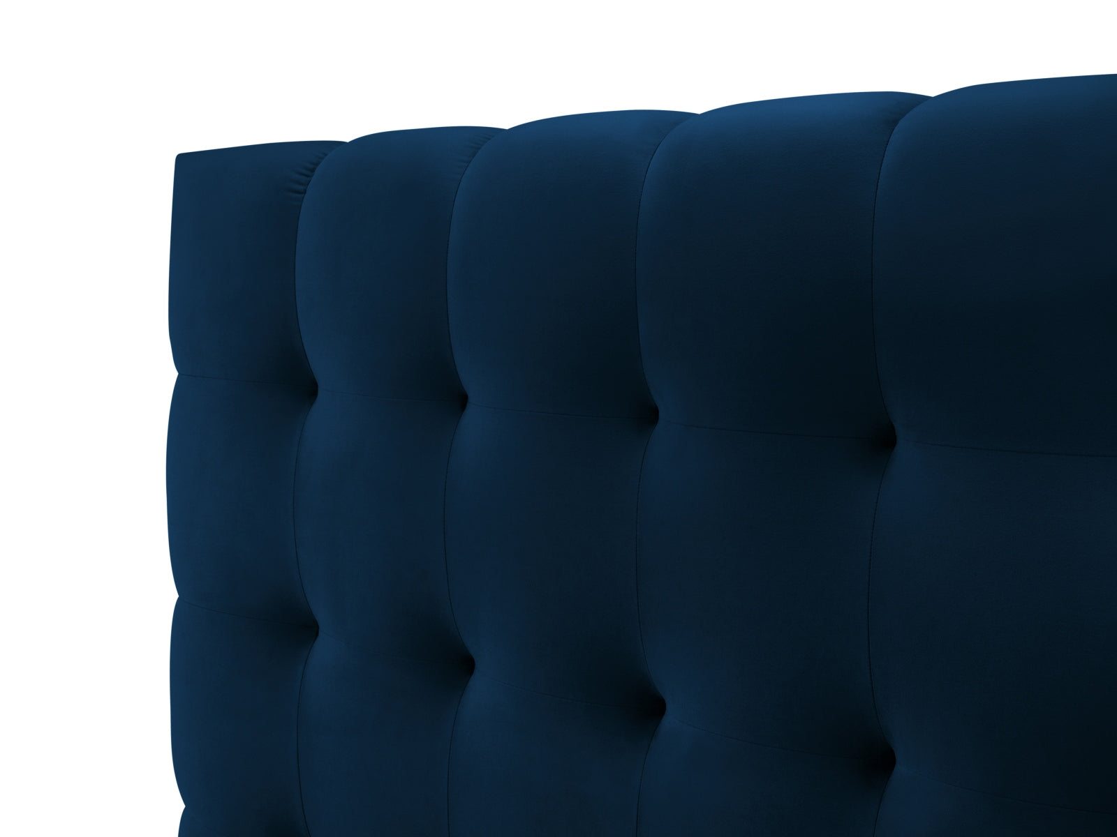 Elegantes Bali Bett in Royal Blue mit doppeltem Kopfteil und praktischem Stauraum, ideal für moderne Schlafzimmergestaltung.