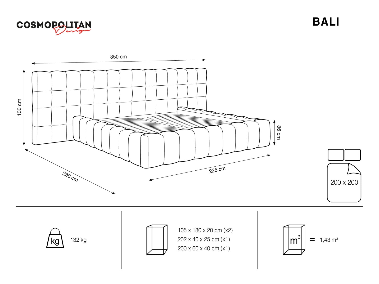 Modernes Bali Bett mit doppeltem Kopfteil und integriertem Stauraum in sanftem Light Grey-Bluvel, perfekt für ein elegantes Schlafzimmer.