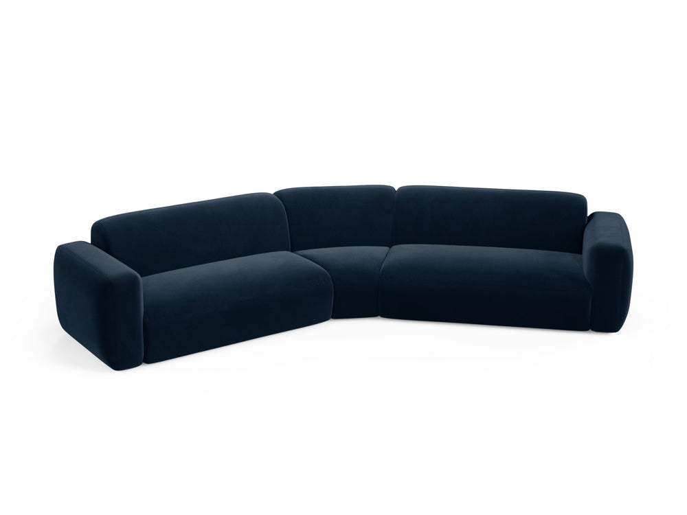Modulares 3-Sitzer Ecksofa aus Strino Velour in Royal Blue, perfekt für moderne Wohnkonzepte und stilvolle Akzente.